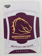 NRL 2023 Elite Base Card #001 Broncos Checklist Brisbane Broncos