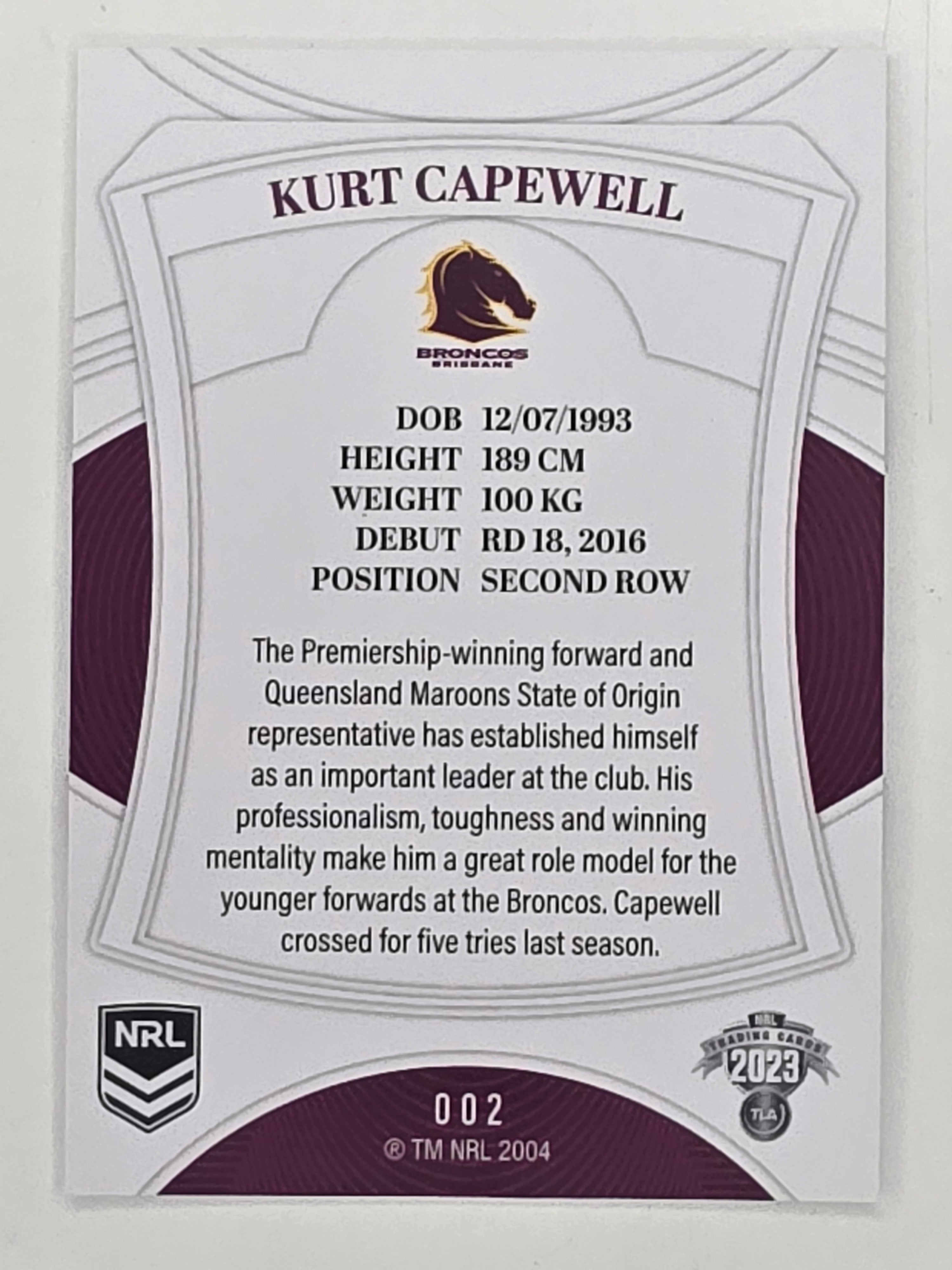 NRL 2023 Elite Base Card #002 Kurt Capewell Brisbane Broncos