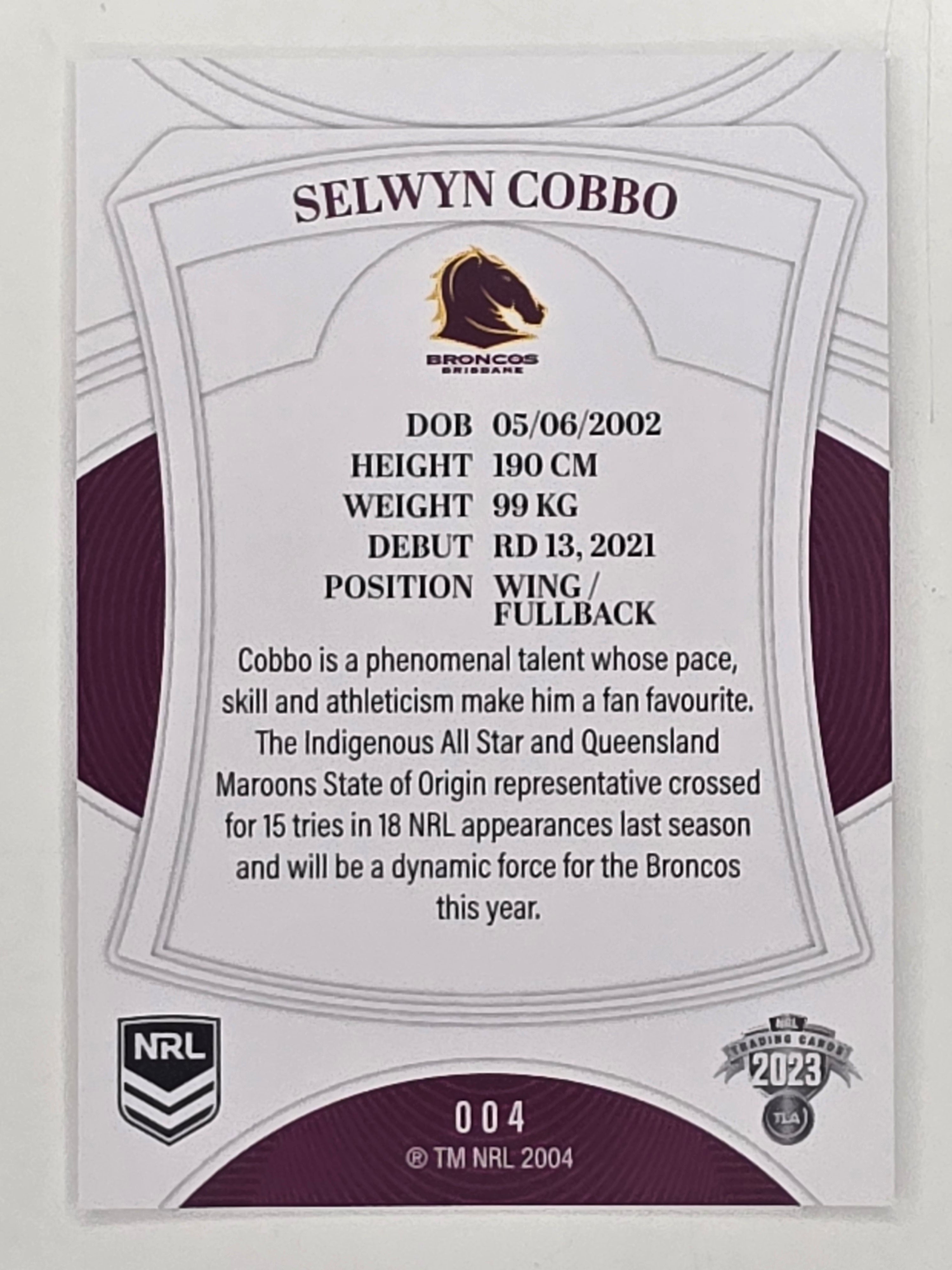 NRL 2023 Elite Base Card #004 Selwyn Cobbo Brisbane Broncos