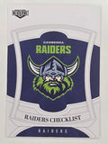 NRL 2023 Elite Base Card #010 Raiders Checklist Canberra Raiders