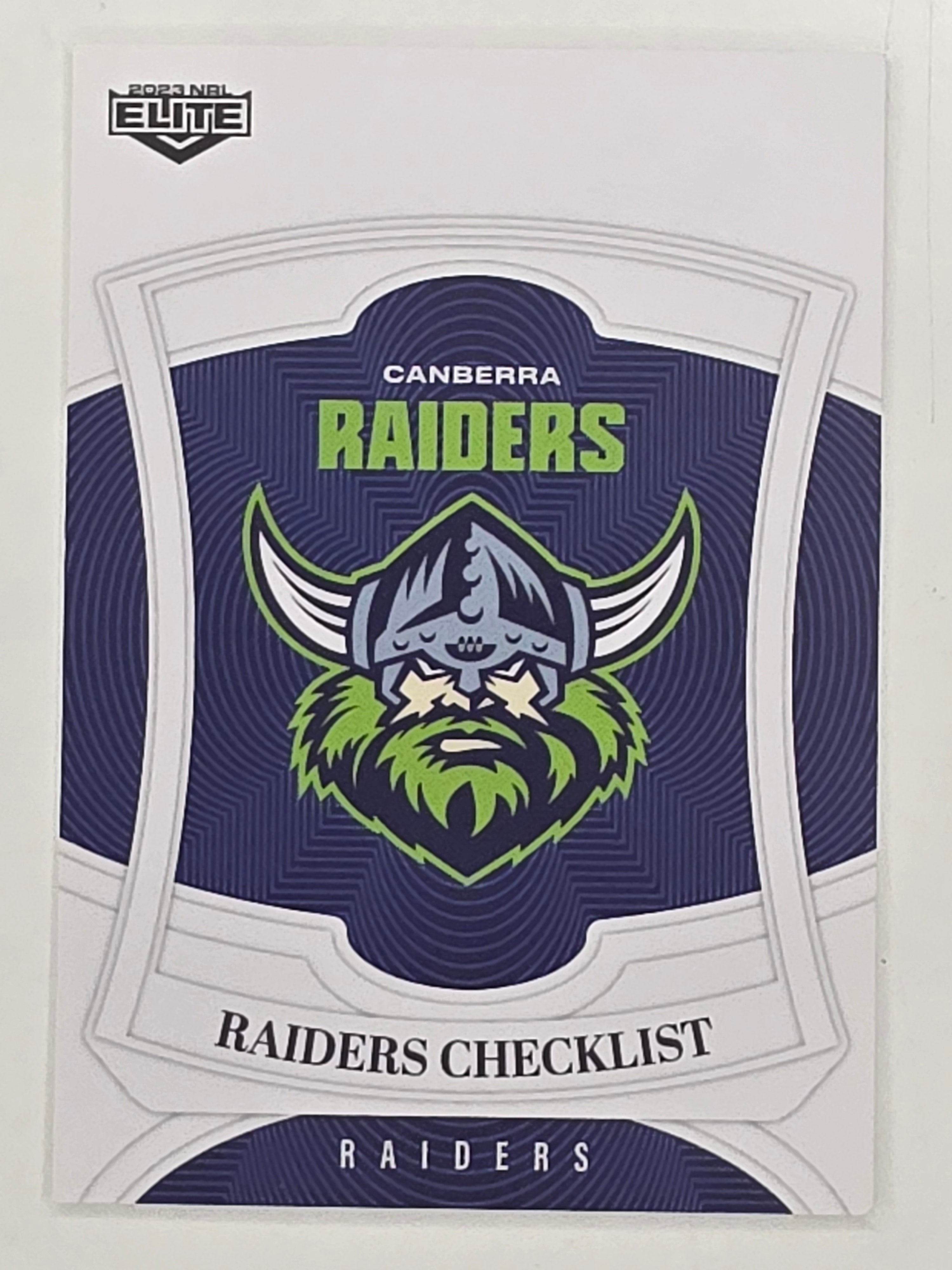 NRL 2023 Elite Base Card #010 Raiders Checklist Canberra Raiders