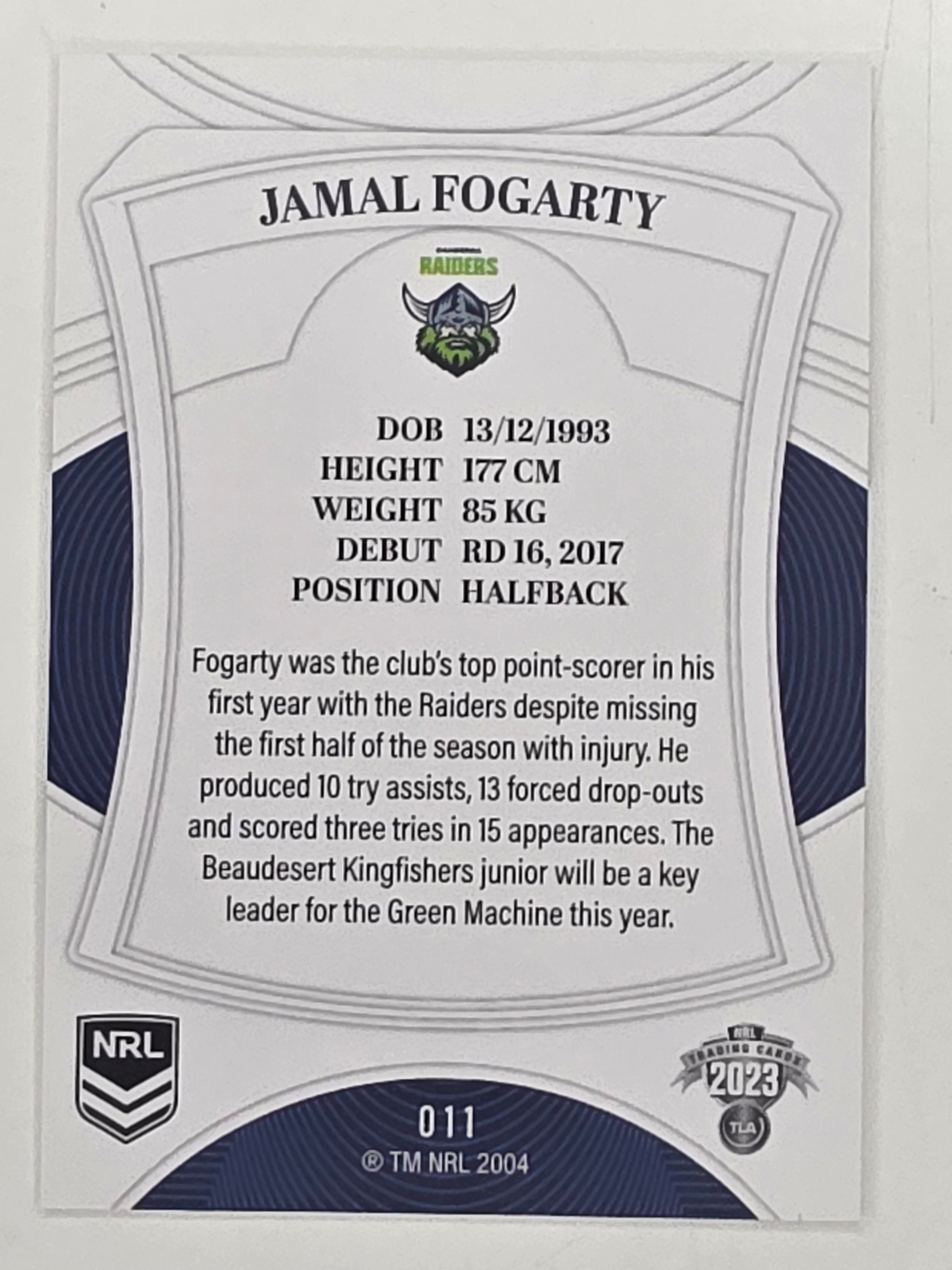 NRL 2023 Elite Base Card #011 Jamal Fogarty Canberra Raiders