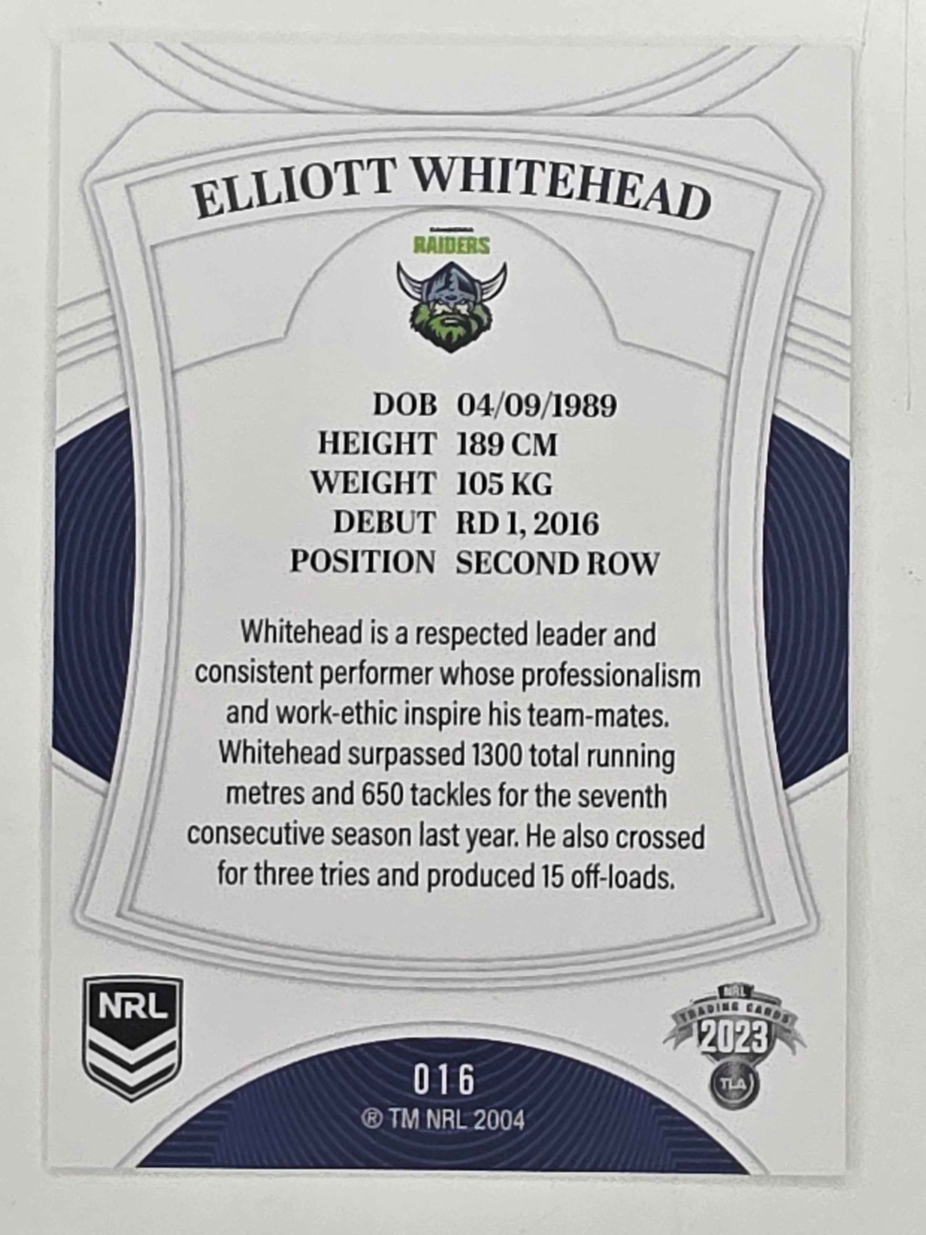NRL 2023 Elite Base Card #016 Elliott Whitehead Canberra Raiders