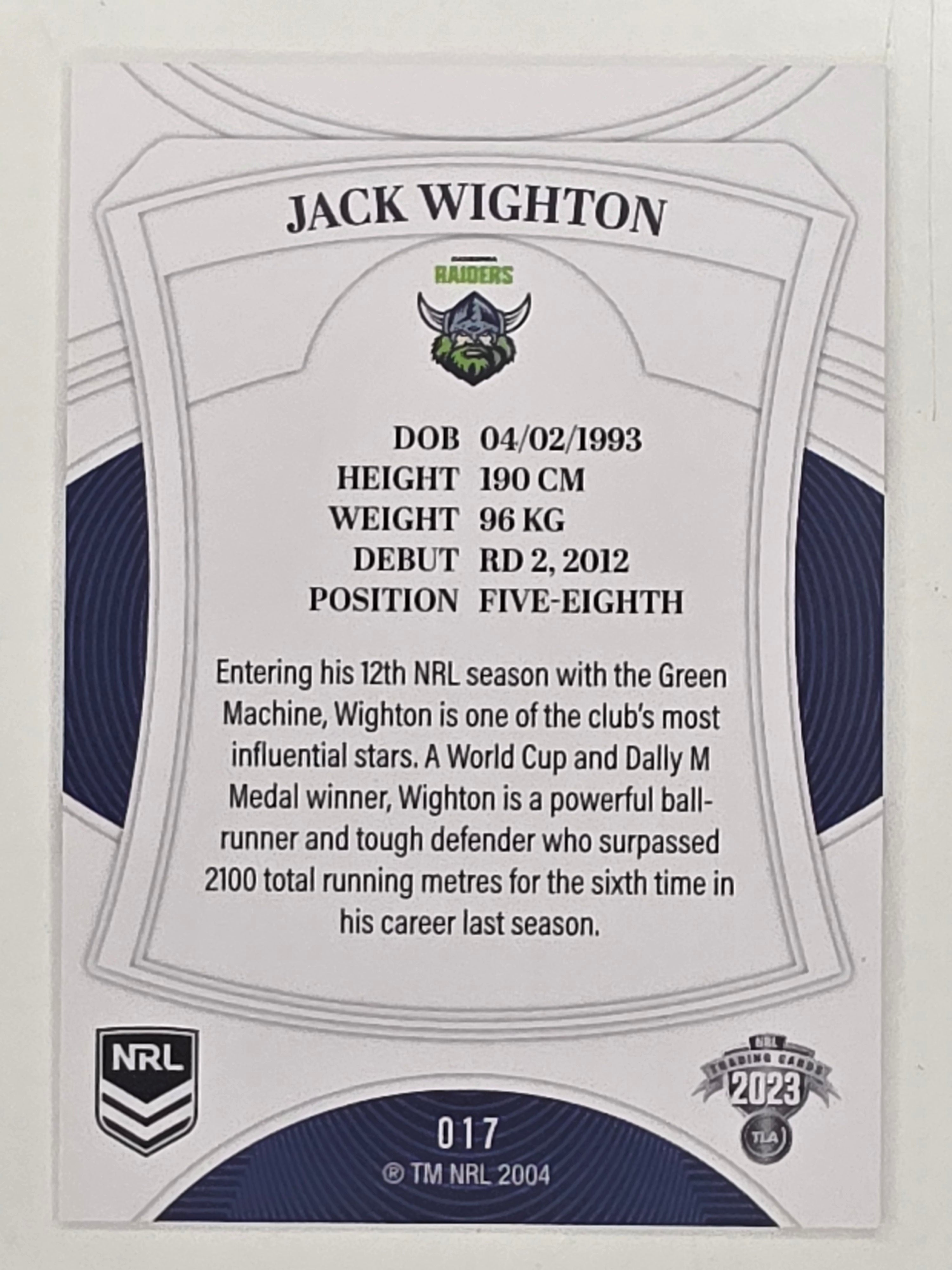NRL 2023 Elite Base Card #017 Jack Wighton Canberra Raiders