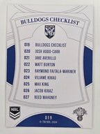 NRL 2023 Elite Base Card #019 Bulldogs Checklist Canterbury Bankstown Bulldogs
