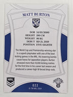 NRL 2023 Elite Base Card #022 Matt Burton Canterbury Bankstown Bulldogs