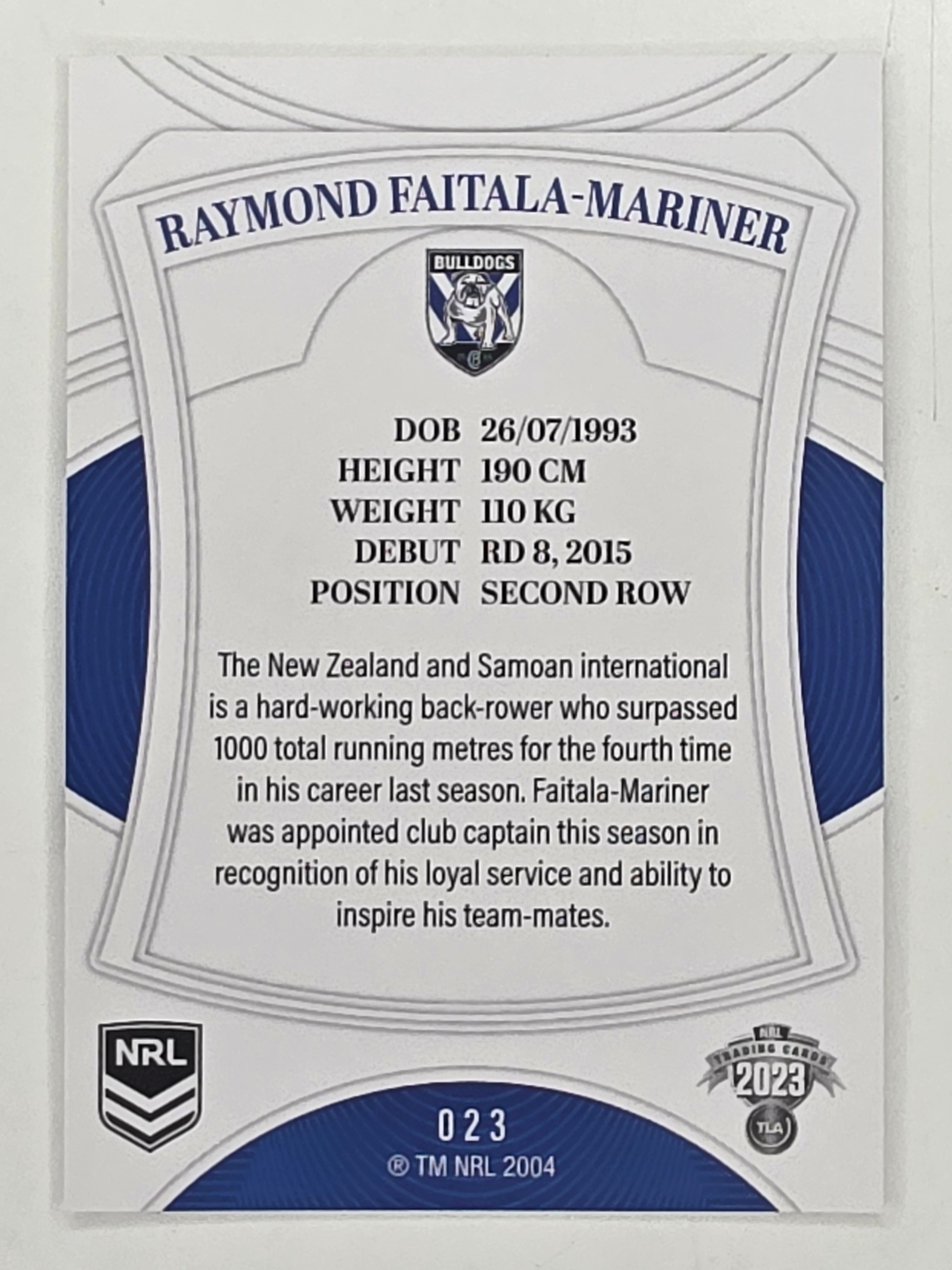 NRL 2023 Elite Base Card #023 Raymond Faitala-Mariner Canterbury Bankstown Bulldogs
