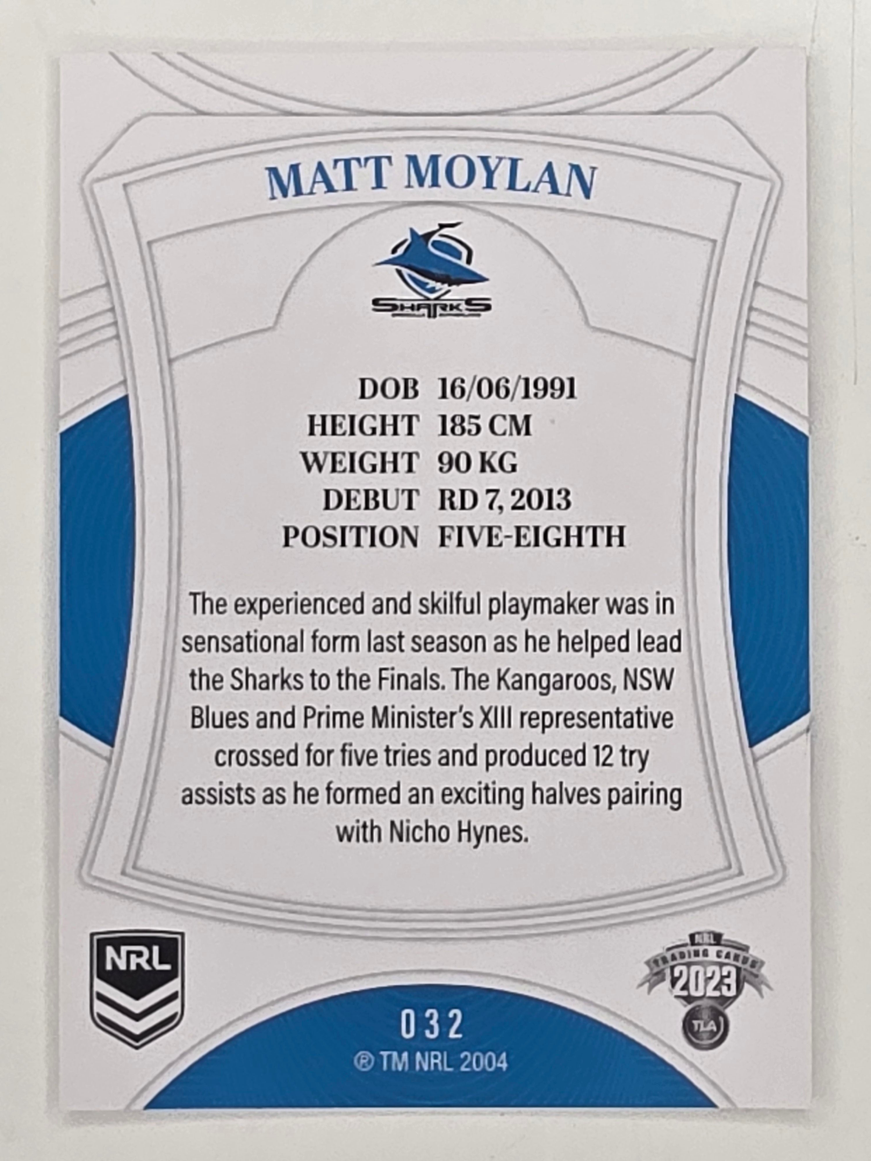 NRL 2023 Elite Base Card #032 Matt Moylan Cronulla Sutherland Sharks