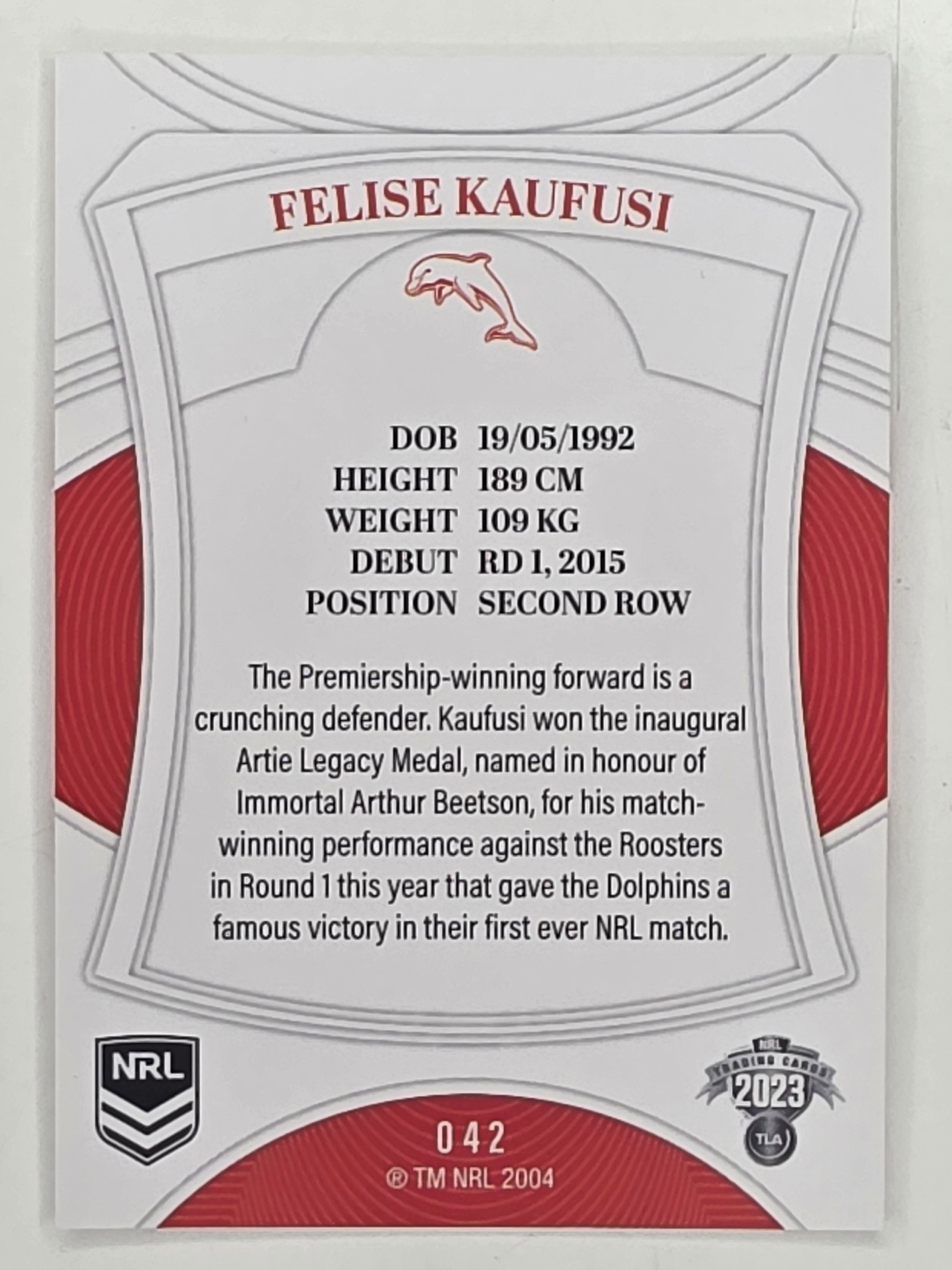 NRL 2023 Elite Base Card #042 Felise Kaufusi Dolphins