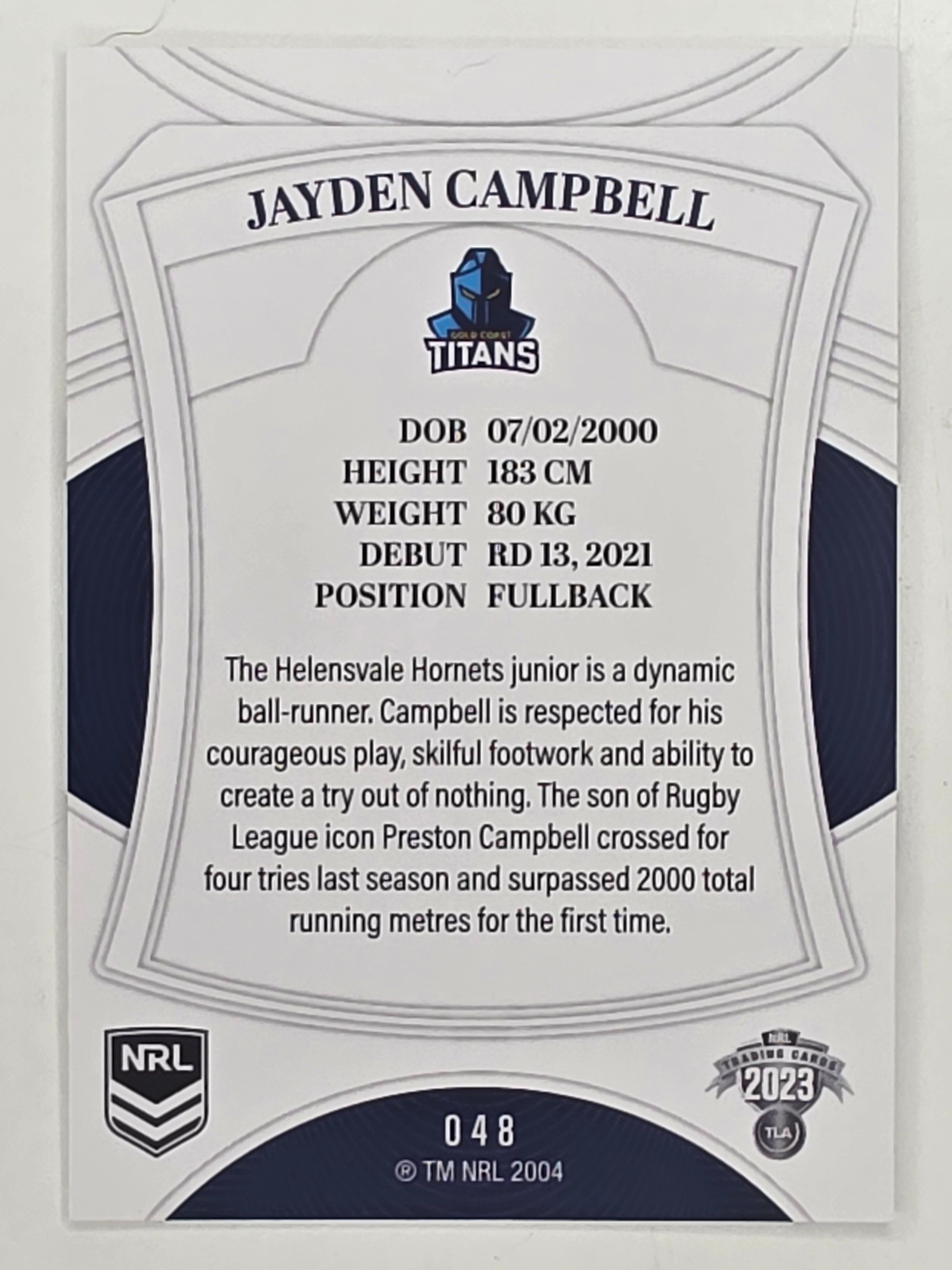 NRL 2023 Elite Base Card #048 Jayden Campbell Gold Coast Titans