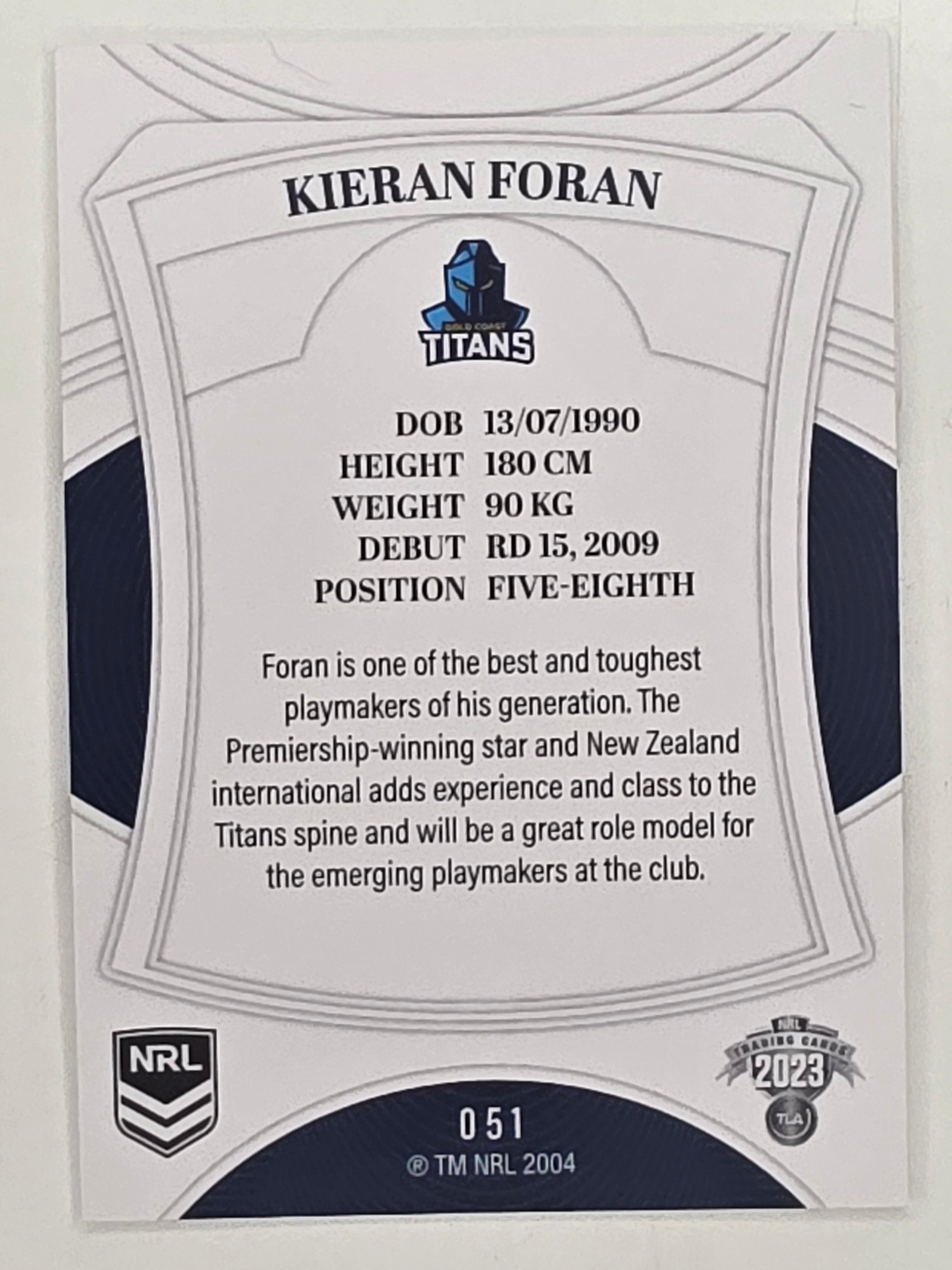 NRL 2023 Elite Base Card #051 Kieran Foran Gold Coast Titans