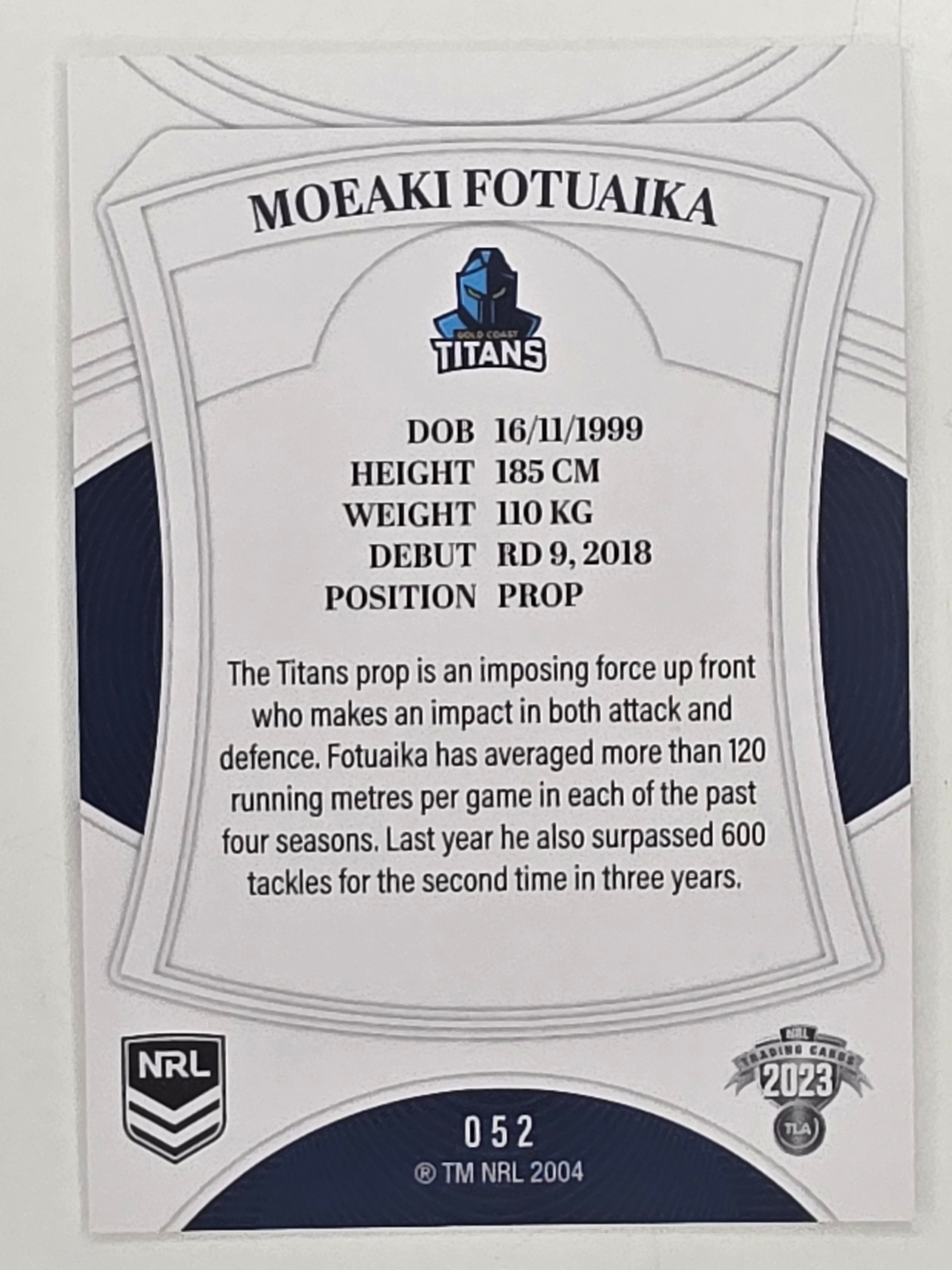 NRL 2023 Elite Base Card #052 Moeaki Fotuaika Gold Coast Titans