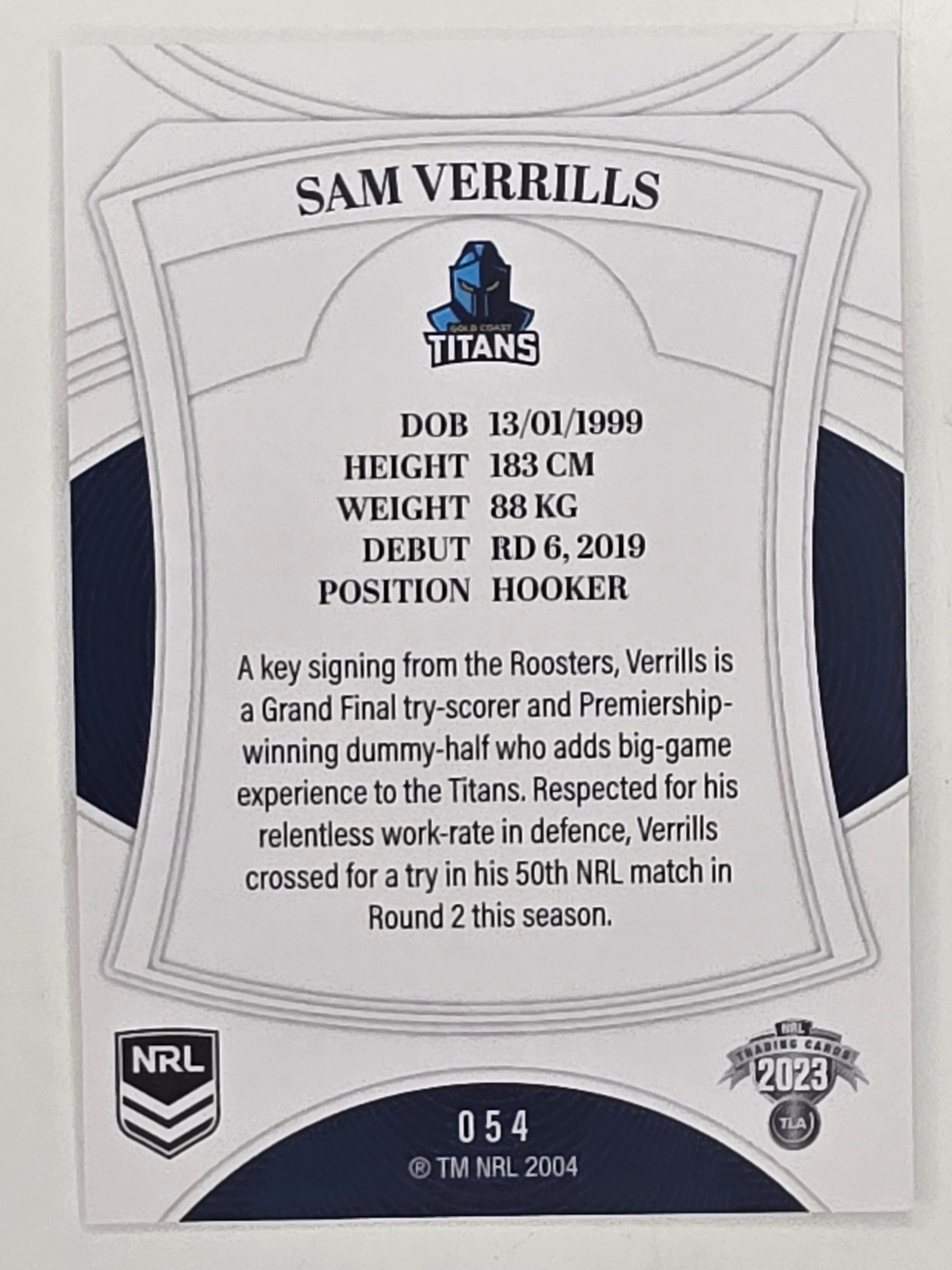 NRL 2023 Elite Base Card #054 Sam Verrills Gold Coast Titans