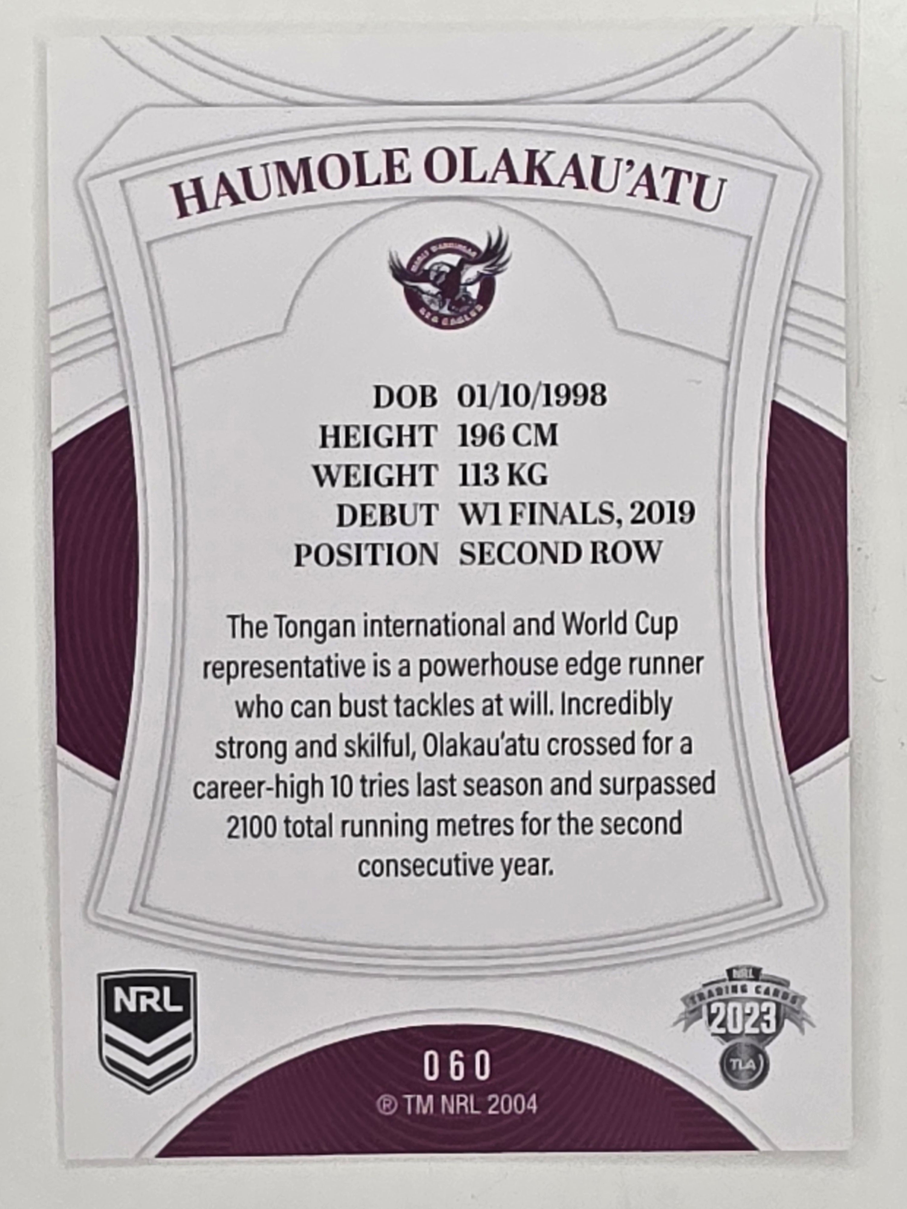 NRL 2023 Elite Base Card #060 Haumole Olakau’atu Manly Warringah Sea Eagles