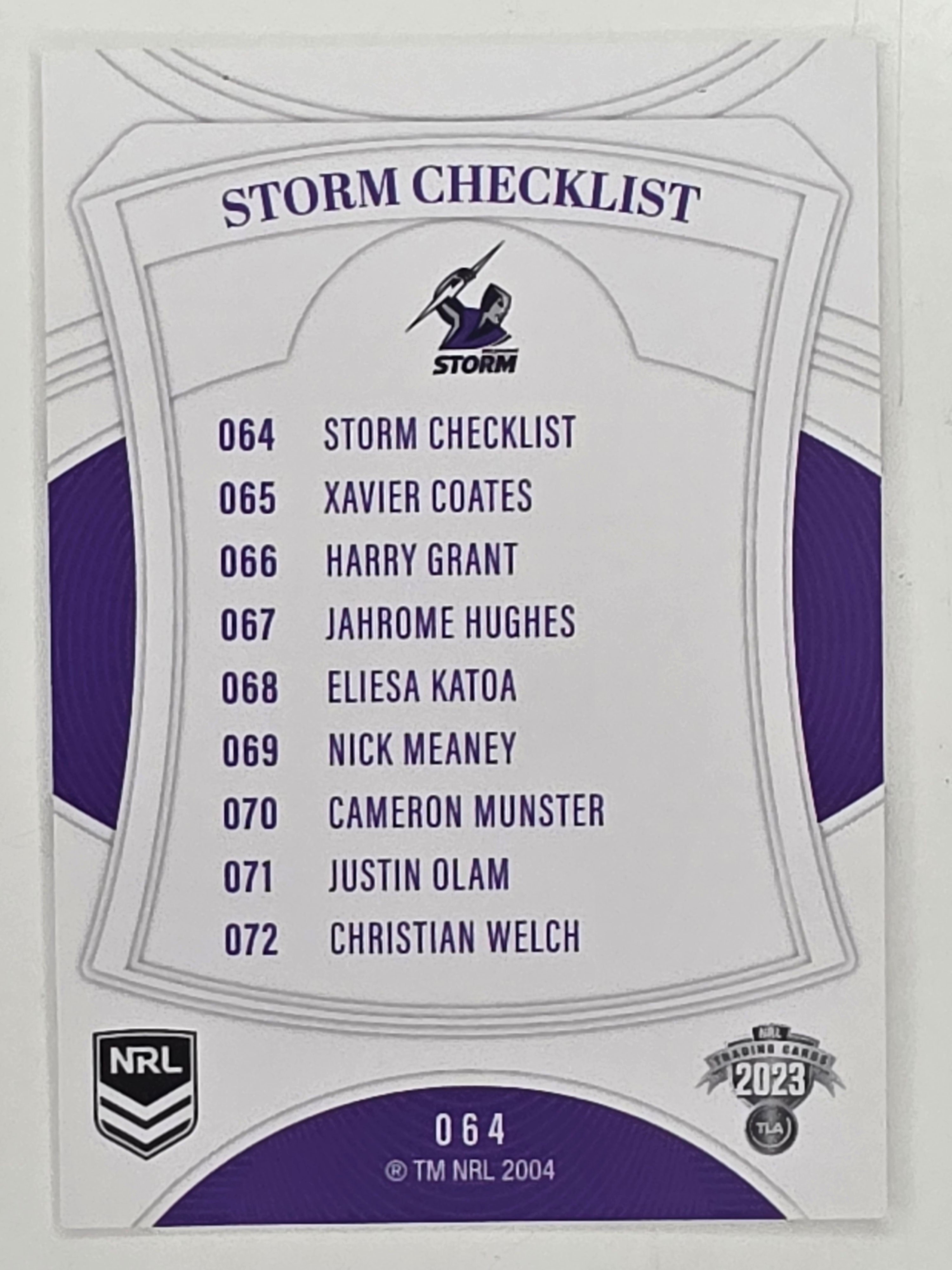 NRL 2023 Elite Base Card #064 Storm Checklist Melbourne Storm