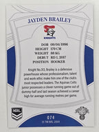 NRL 2023 Elite Base Card #074 Jayden Brailey Newcastle Knights