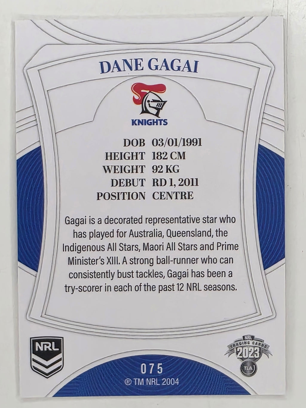 NRL 2023 Elite Base Card #075 Dane Gagai Newcastle Knights