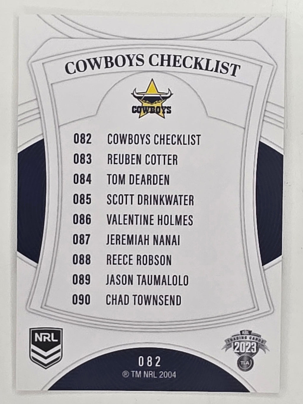 NRL 2023 Elite Base Card #082 Cowboys Checklist North Queensland Cowboys
