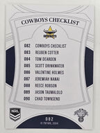 NRL 2023 Elite Base Card #082 Cowboys Checklist North Queensland Cowboys