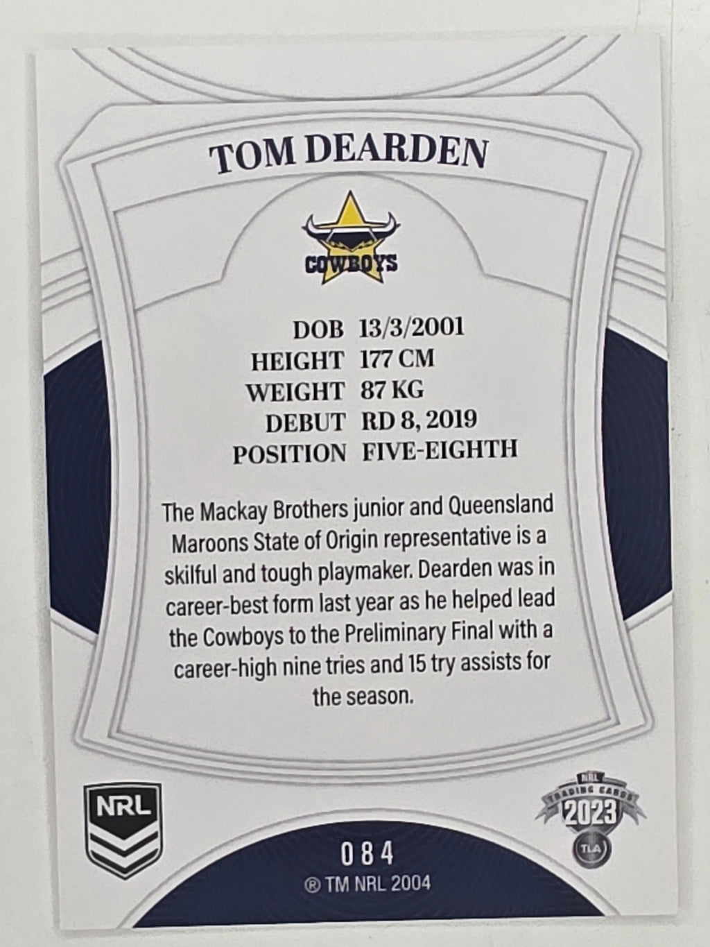 NRL 2023 Elite Base Card #084 Tom Dearden North Queensland Cowboys
