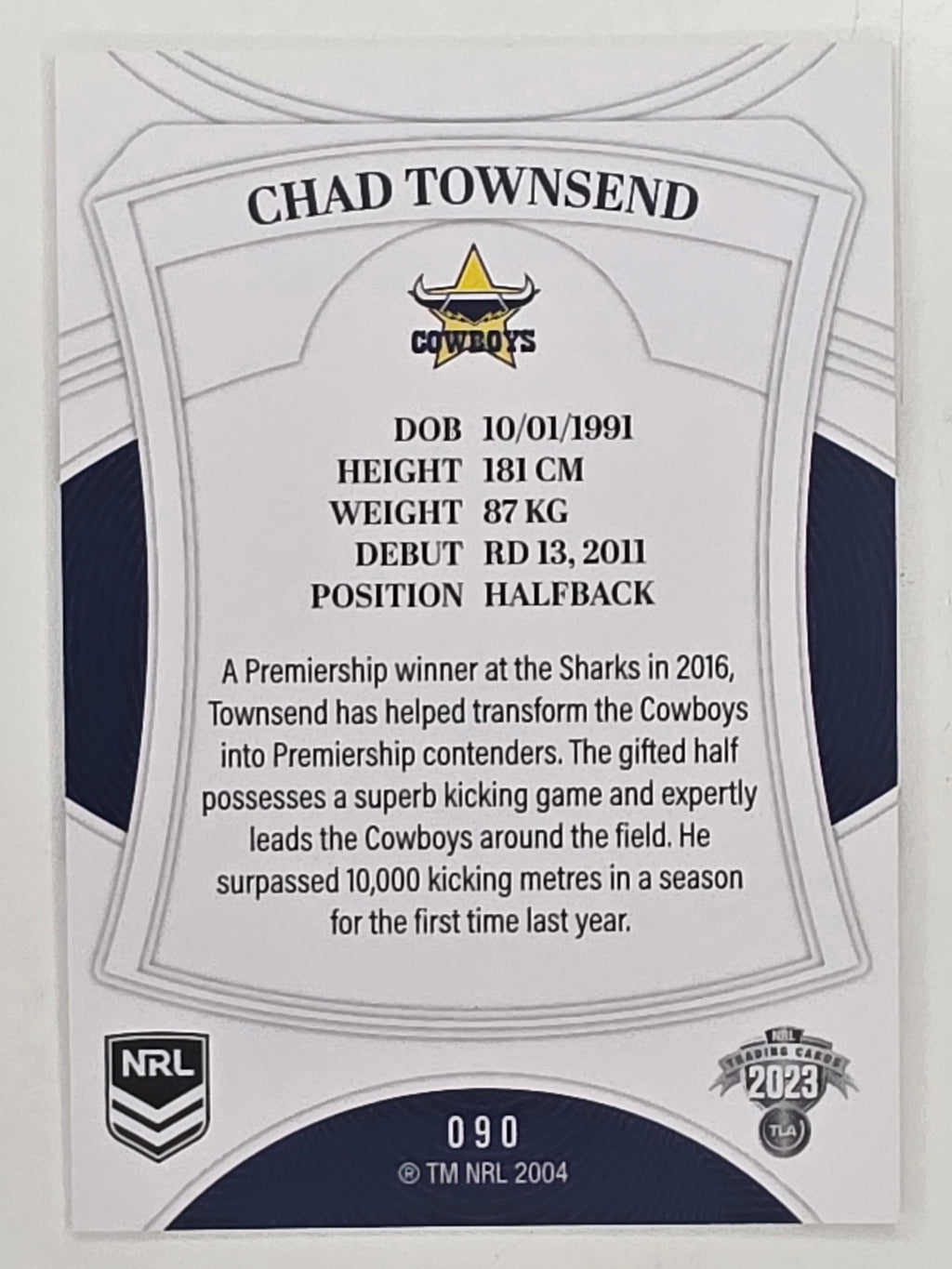 NRL 2023 Elite Base Card #090 Chad Townsend North Queensland Cowboys