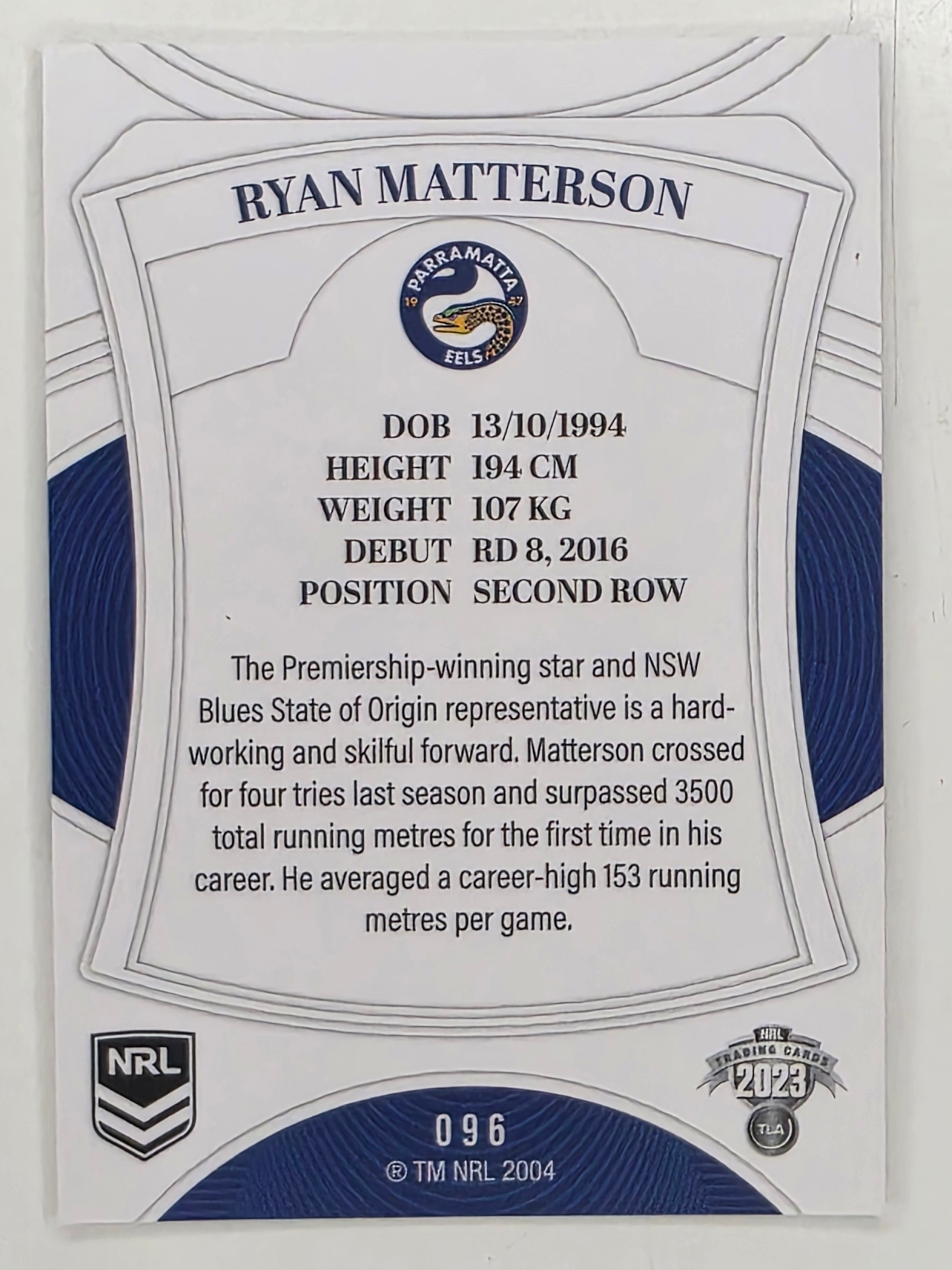 NRL 2023 Elite Base Card #096 Ryan Matterson Parramatta Eels