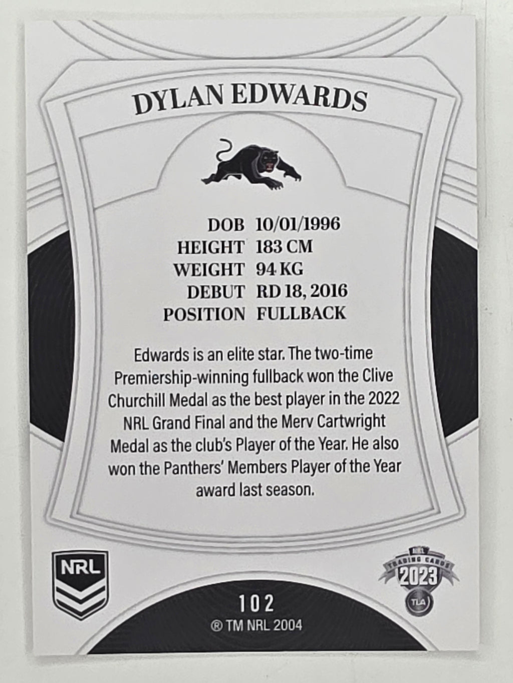 NRL 2023 Elite Base Card #102 Dylan Edwards Penrith Panthers
