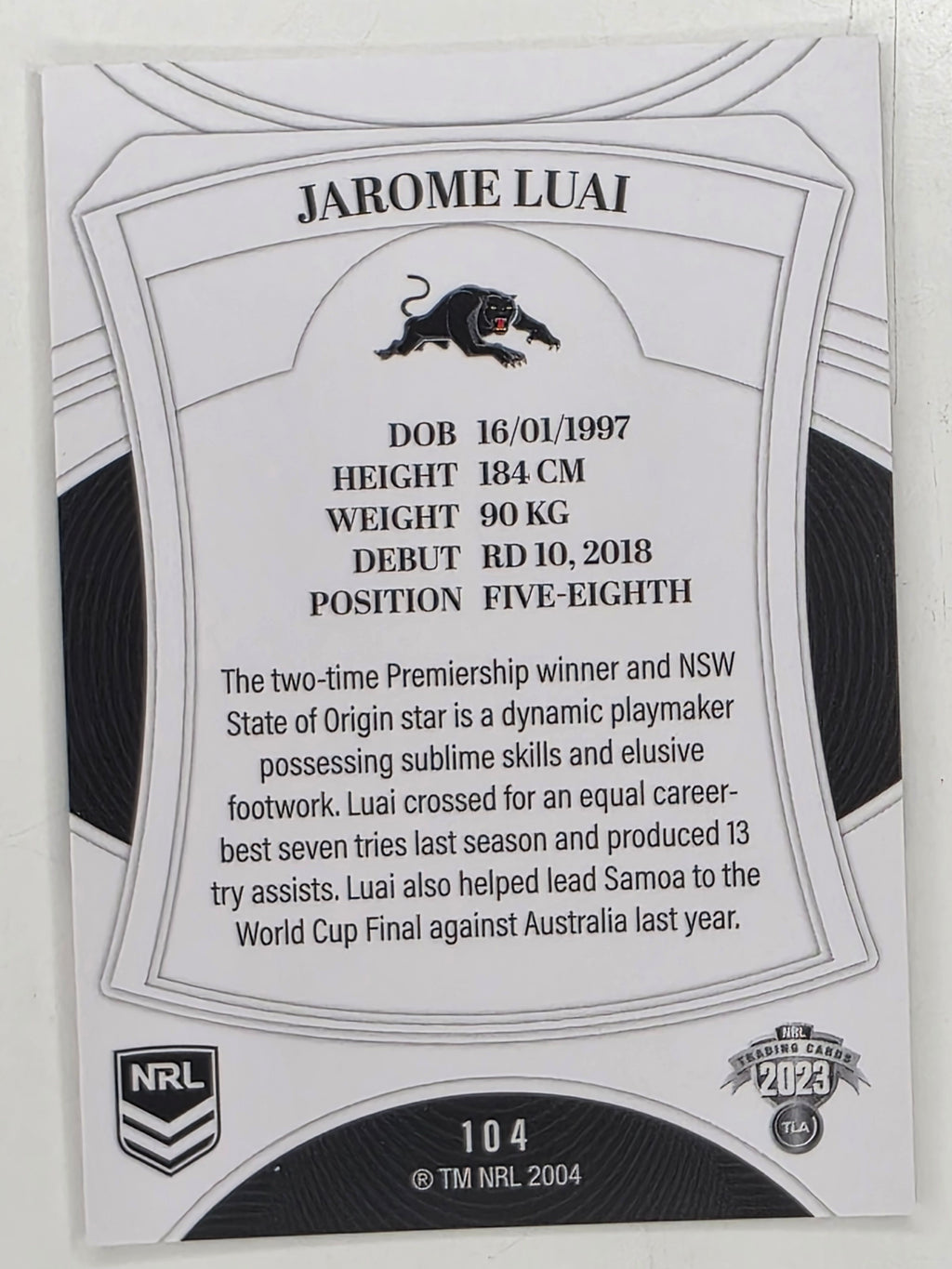 NRL 2023 Elite Base Card #104 Jarome Luai Penrith Panthers