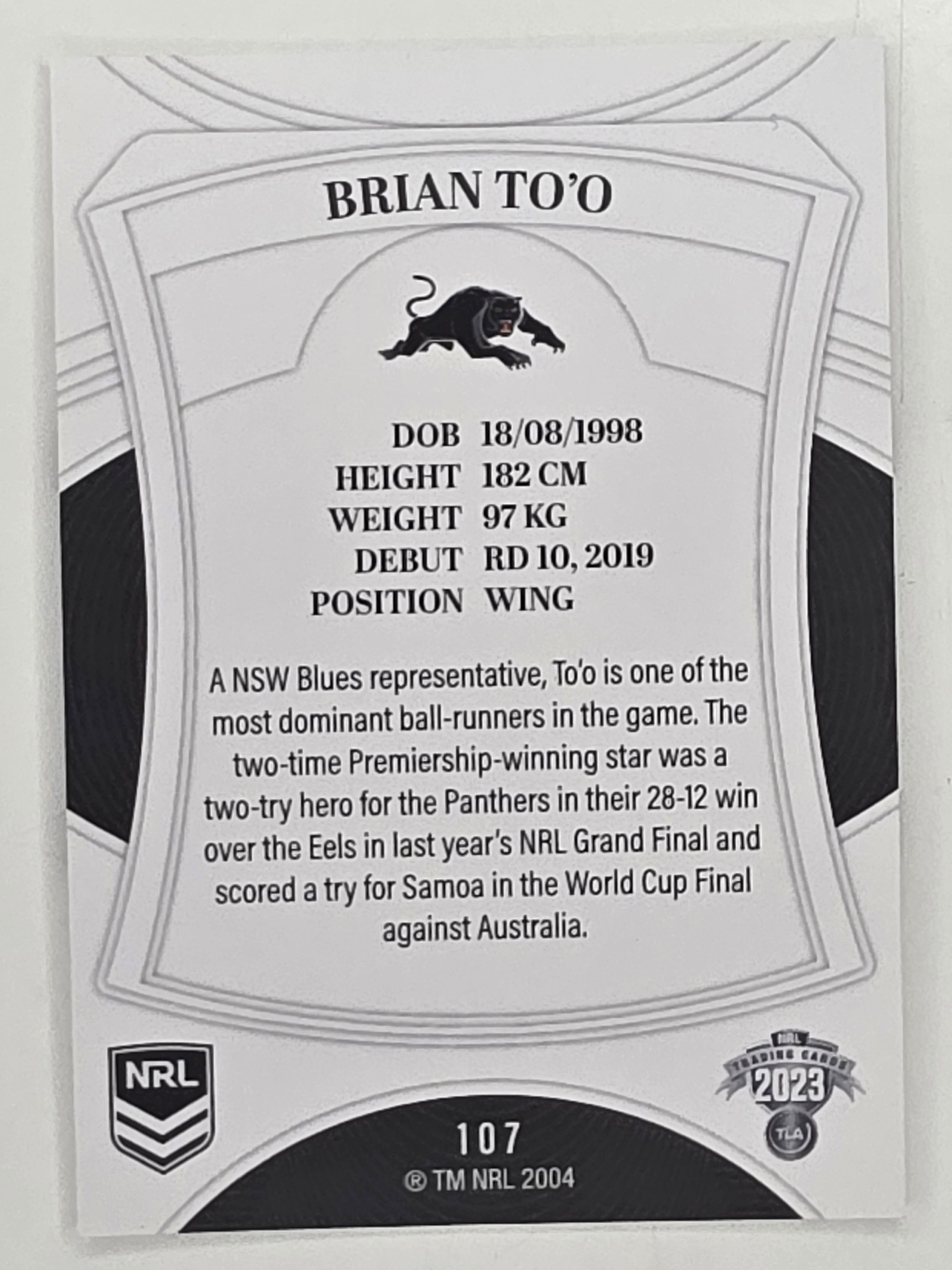 NRL 2023 Elite Base Card #107 Brian To’o Penrith Panthers