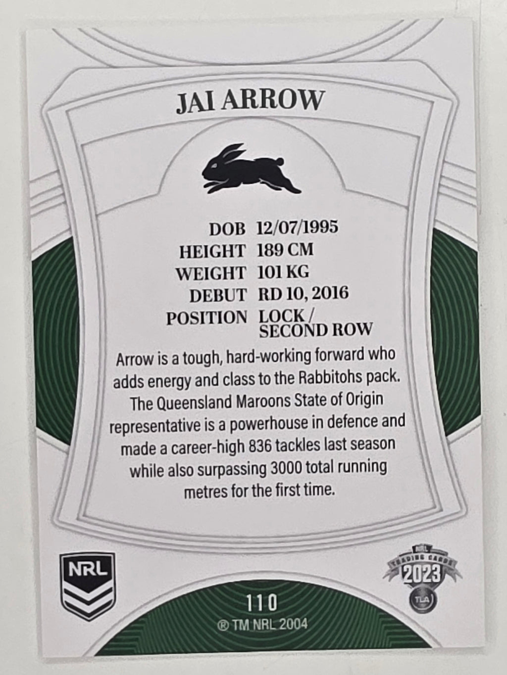 NRL 2023 Elite Base Card #110 Jai Arrow South Sydney Rabbitohs