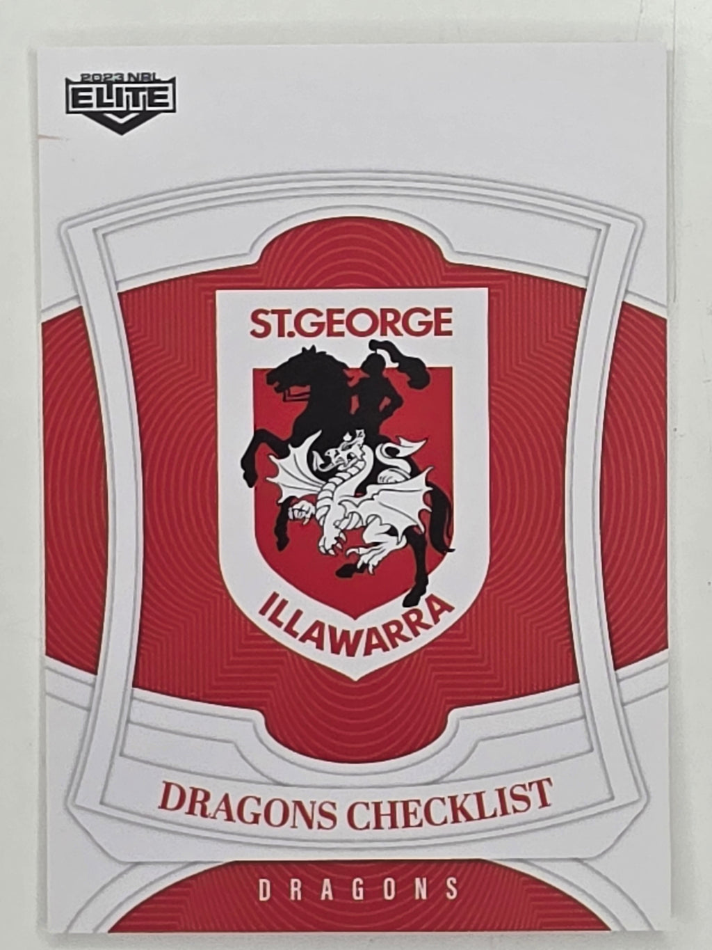 NRL 2023 Elite Base Card #118 Dragons Checklist St George Illawarra Dragons