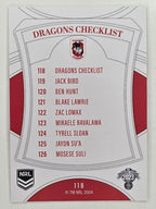 NRL 2023 Elite Base Card #118 Dragons Checklist St George Illawarra Dragons