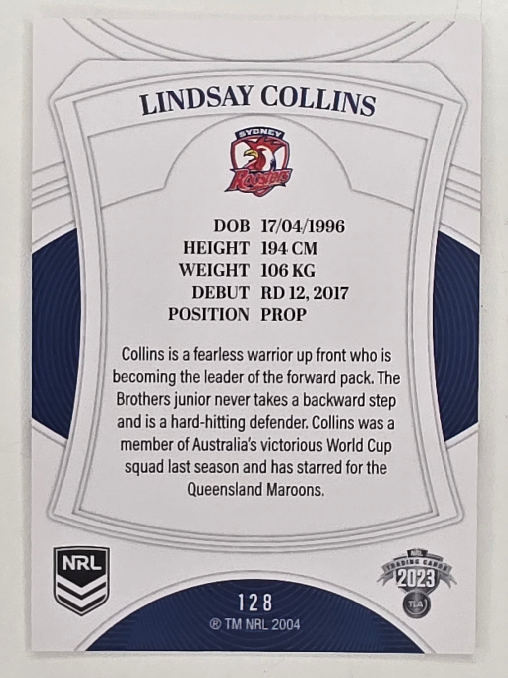 NRL 2023 Elite Base Card #128 Lindsay Collins Sydney Roosters