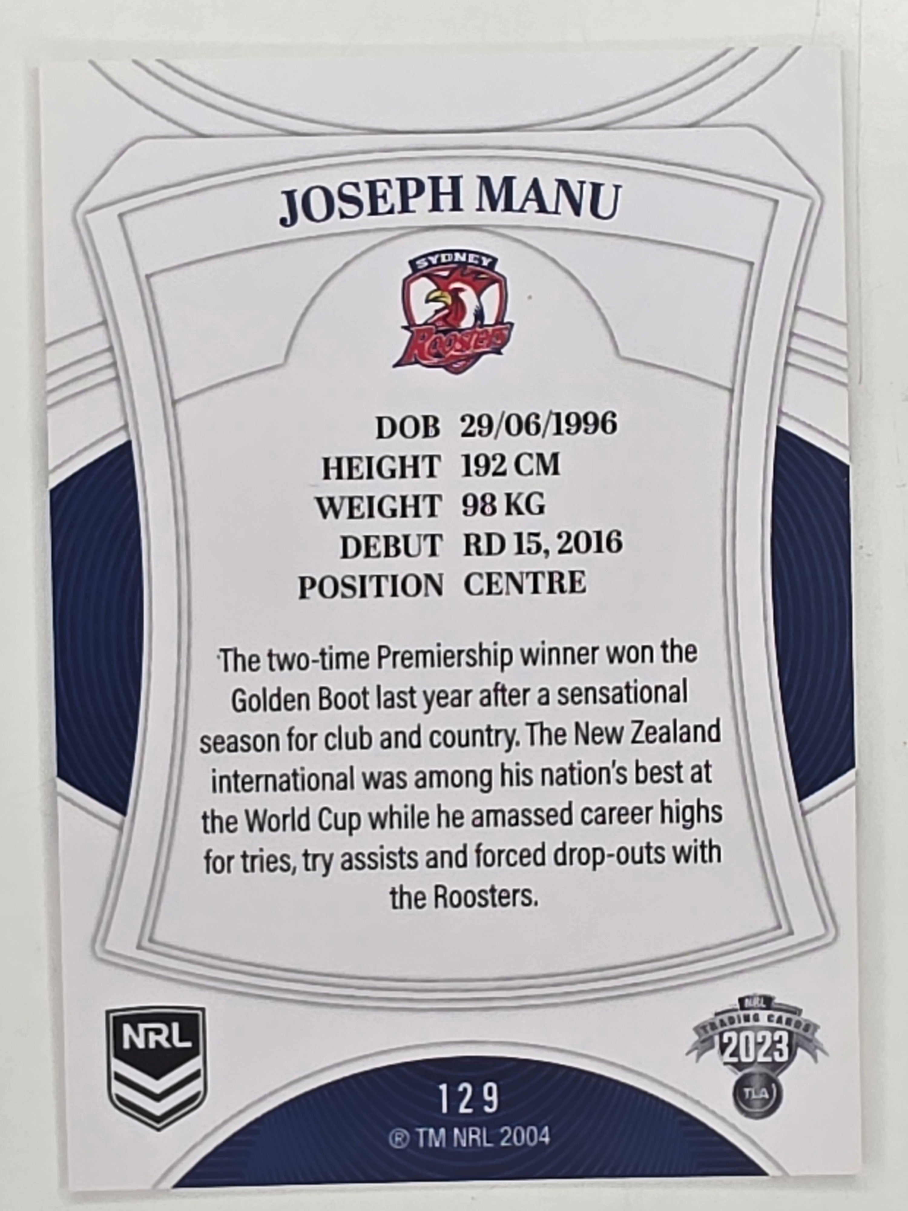NRL 2023 Elite Base Card #129 Joseph Manu Sydney Roosters