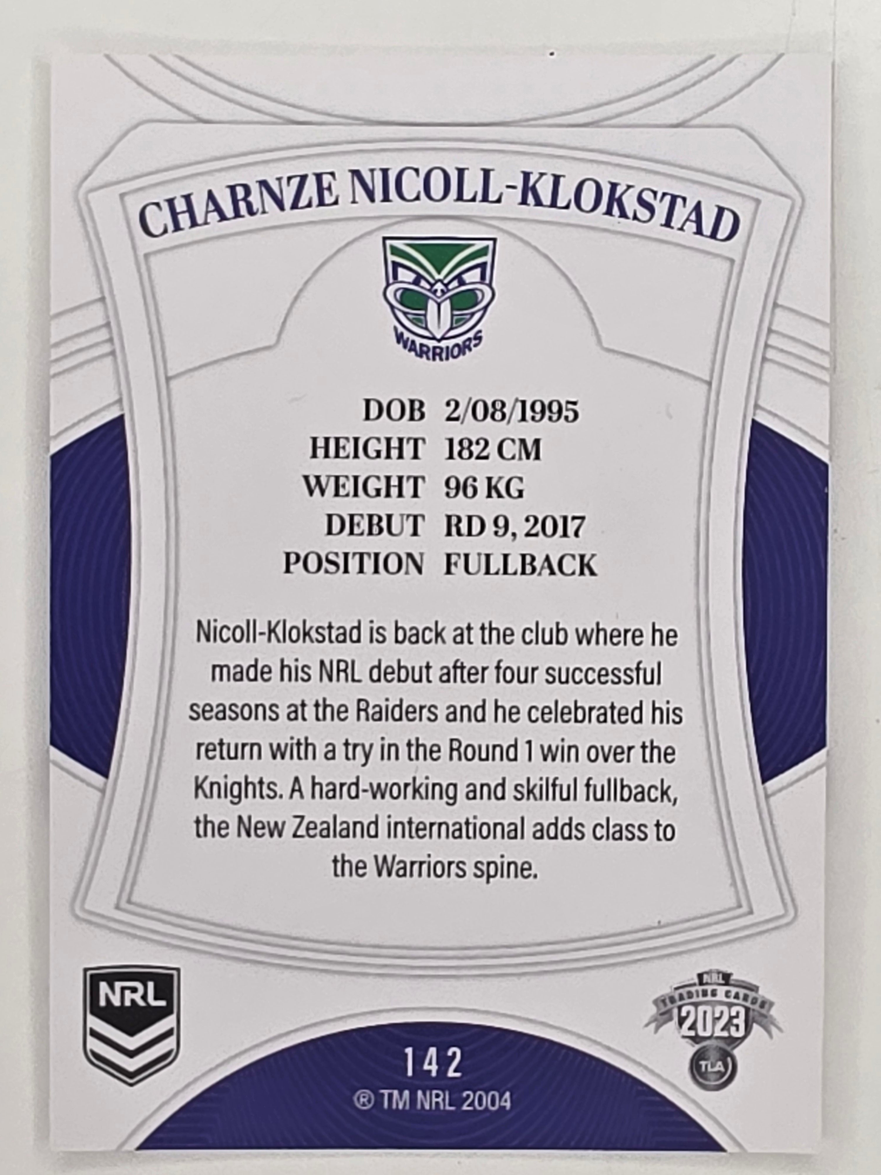 NRL 2023 Elite Base Card #142 Charnze Nicoll-Klokstad New Zealand Warriors