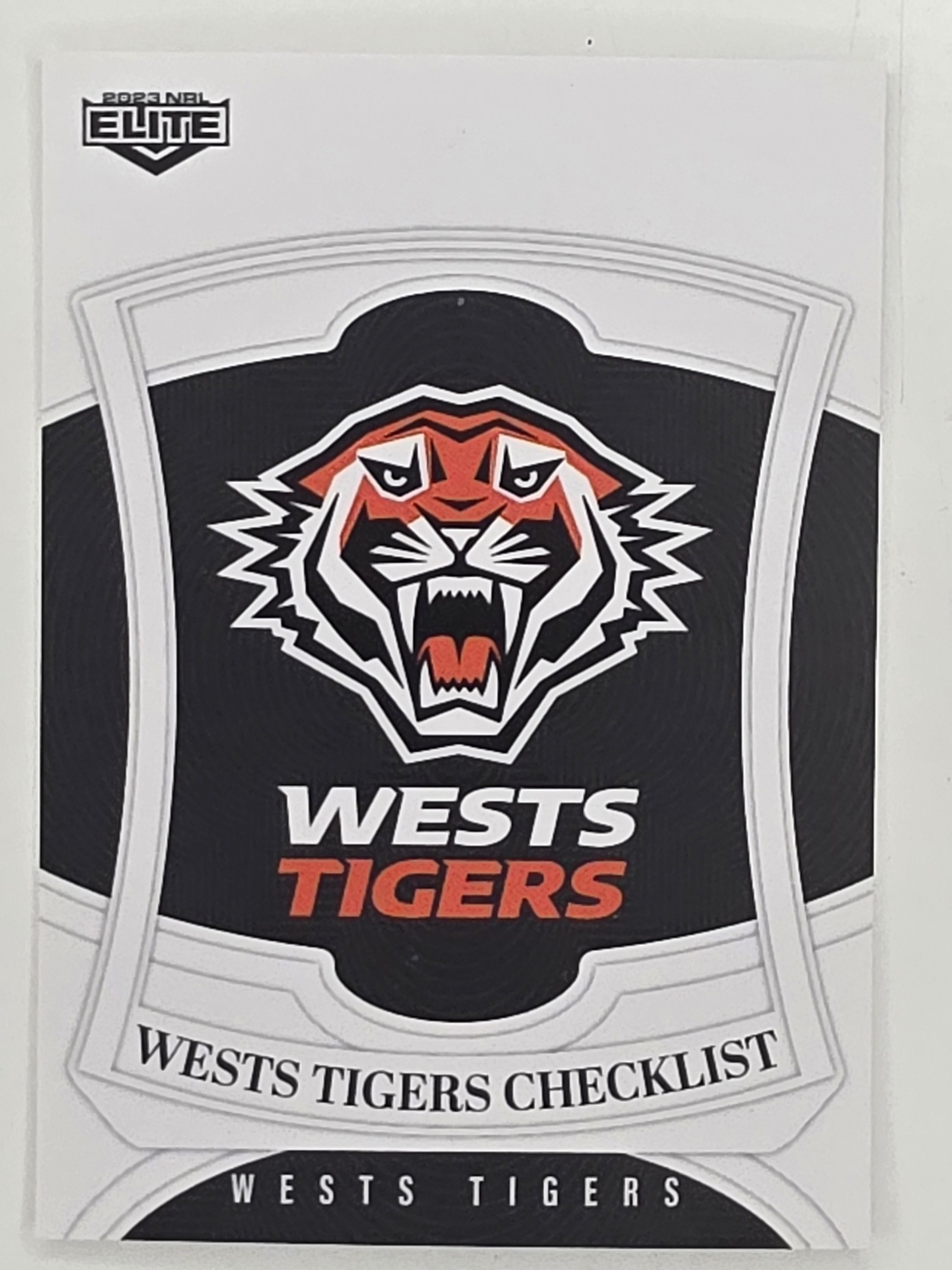 NRL 2023 Elite Base Card #145 Wests Tigers Checklist Wests Tigers
