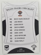 NRL 2023 Elite Base Card #145 Wests Tigers Checklist Wests Tigers