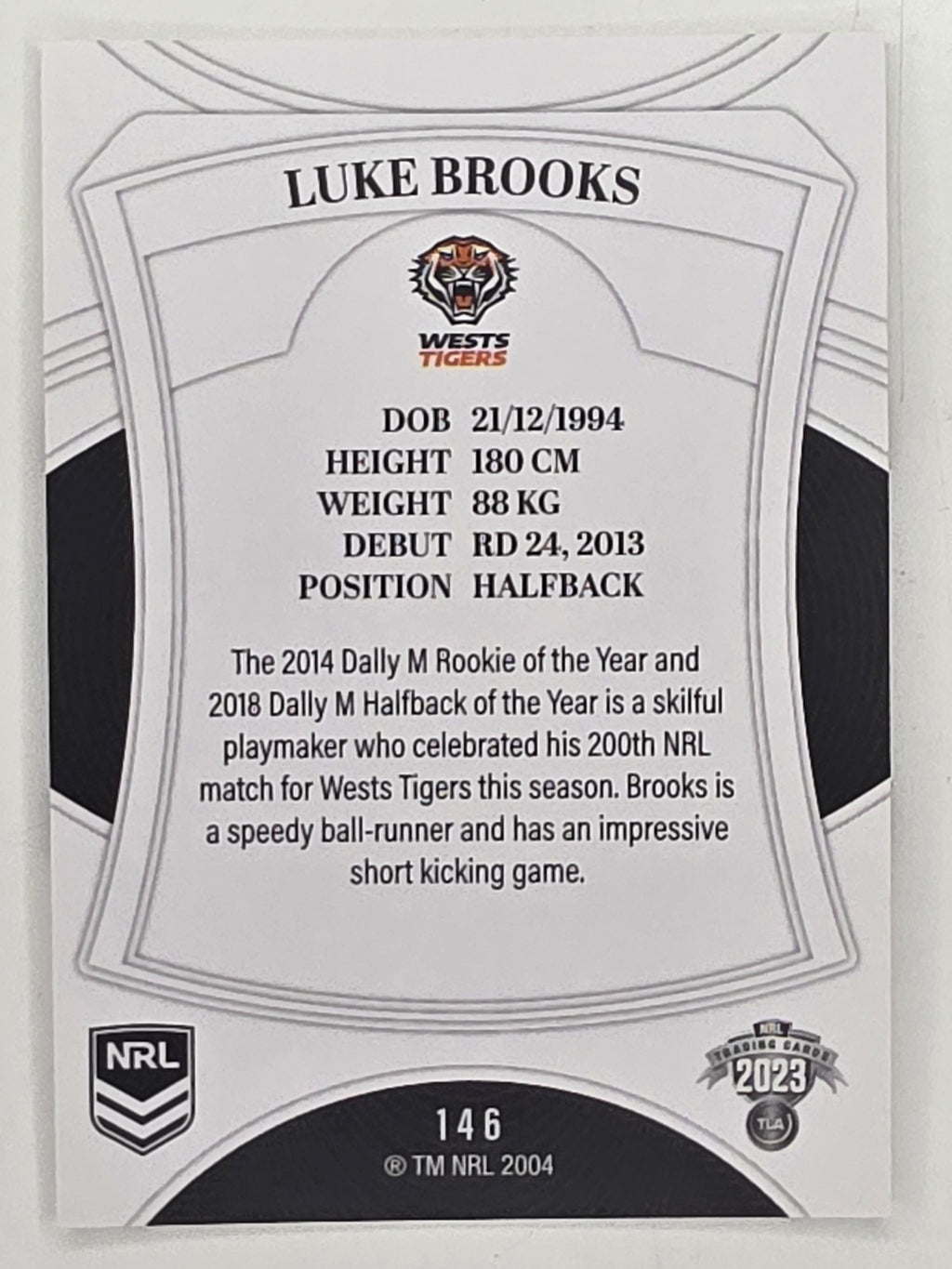 NRL 2023 Elite Base Card #146 Luke Brooks Wests Tigers