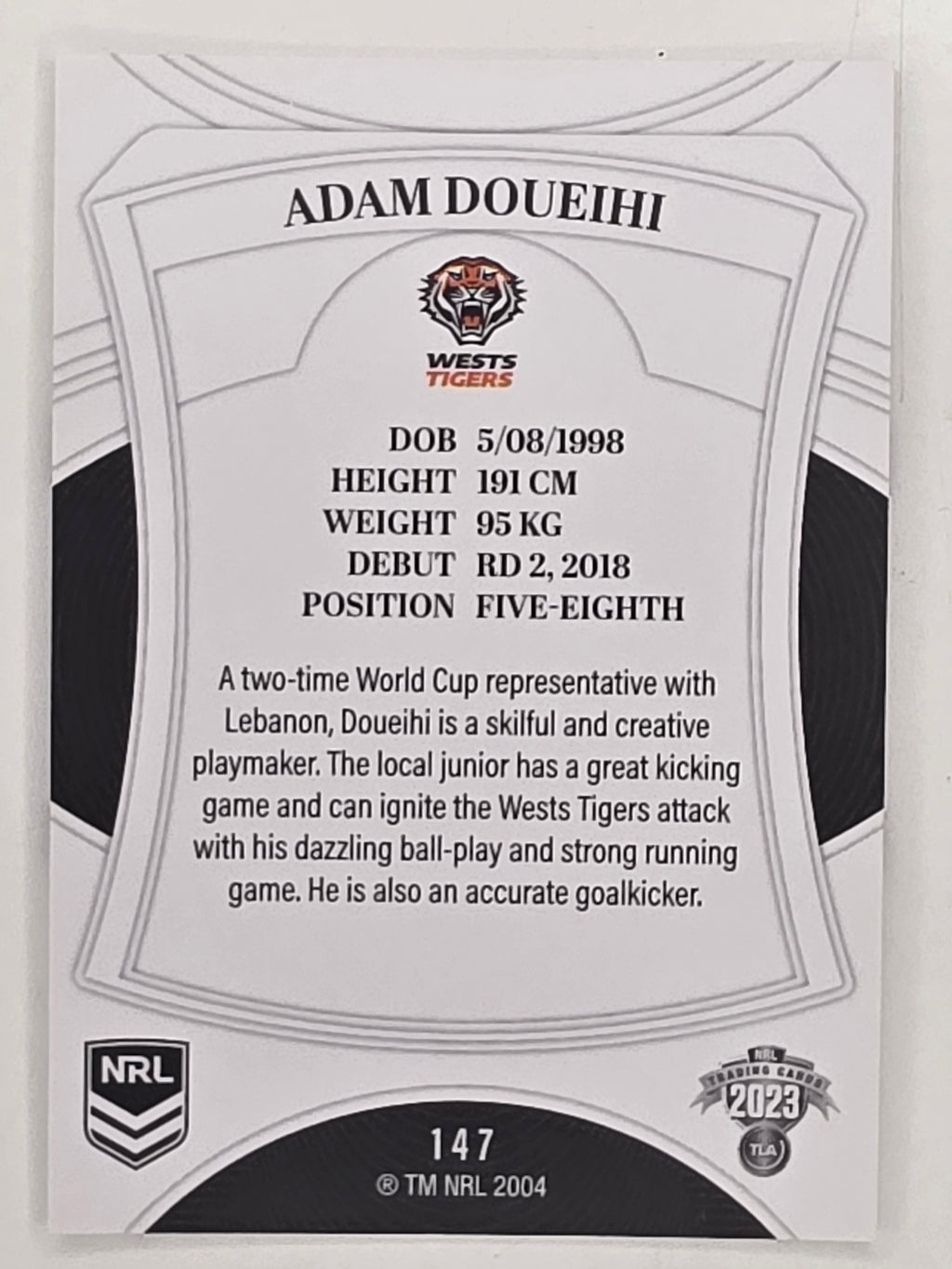 NRL 2023 Elite Base Card #147 Adam Doueihi Wests Tigers
