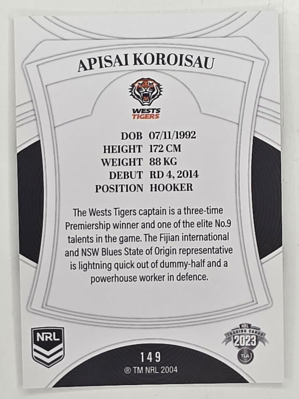 NRL 2023 Elite Base Card #149 Apisai Koroisau Wests Tigers
