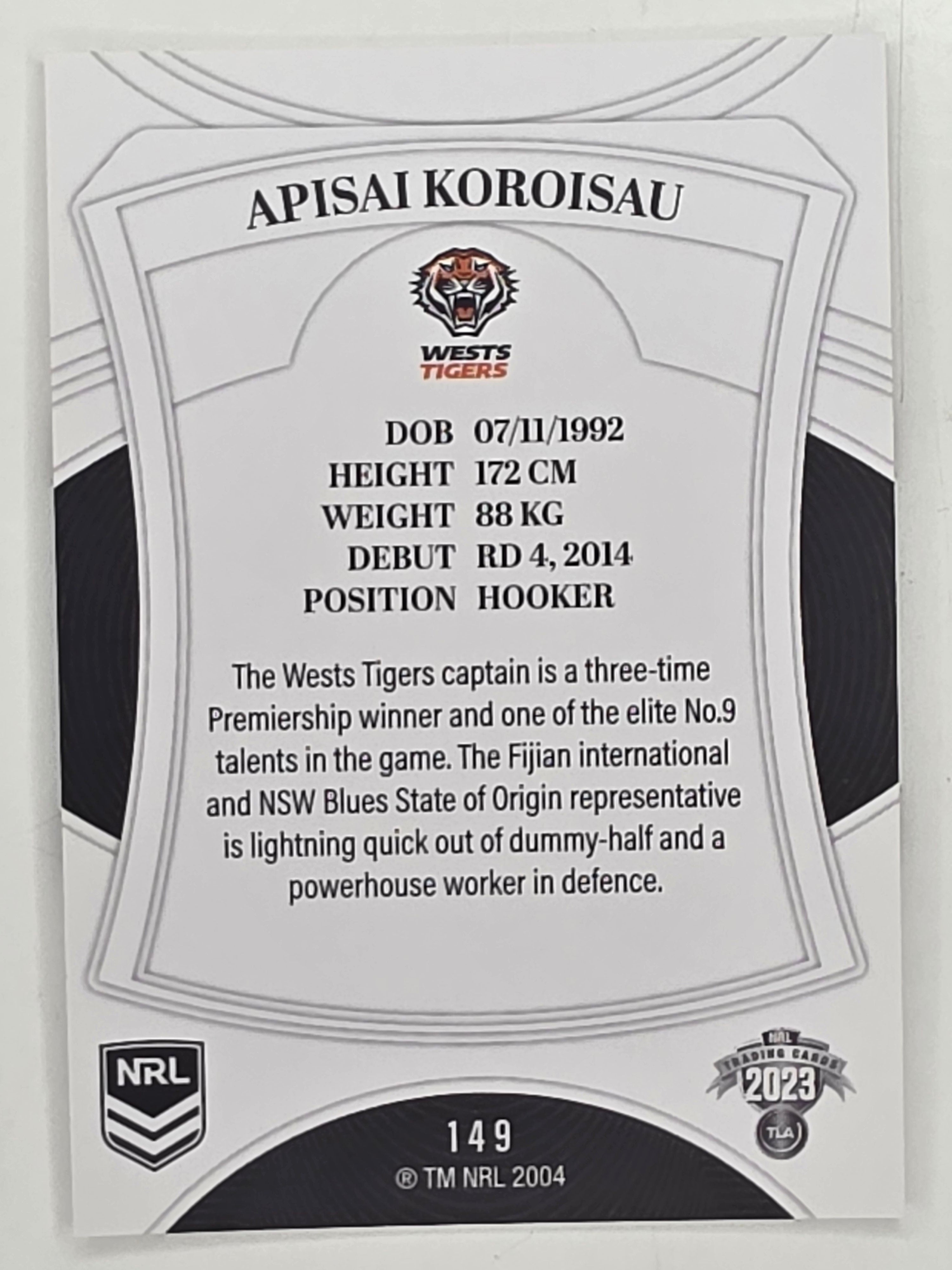 NRL 2023 Elite Base Card #149 Apisai Koroisau Wests Tigers