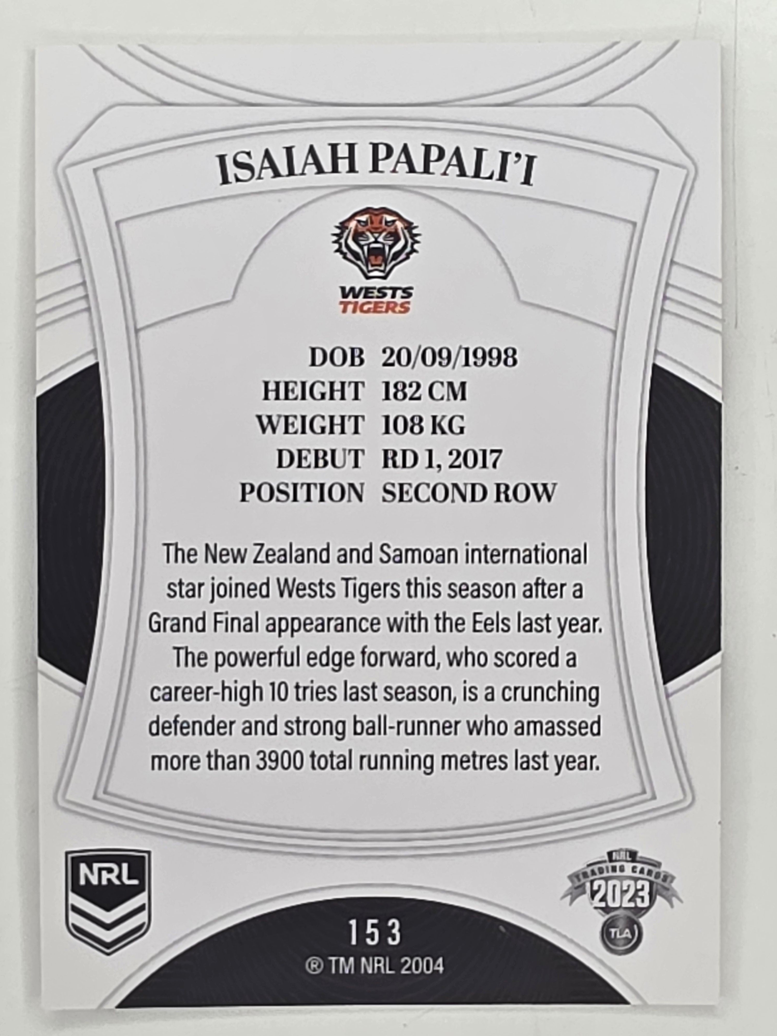 NRL 2023 Elite Base Card #153 Isaiah Papali’i Wests Tigers