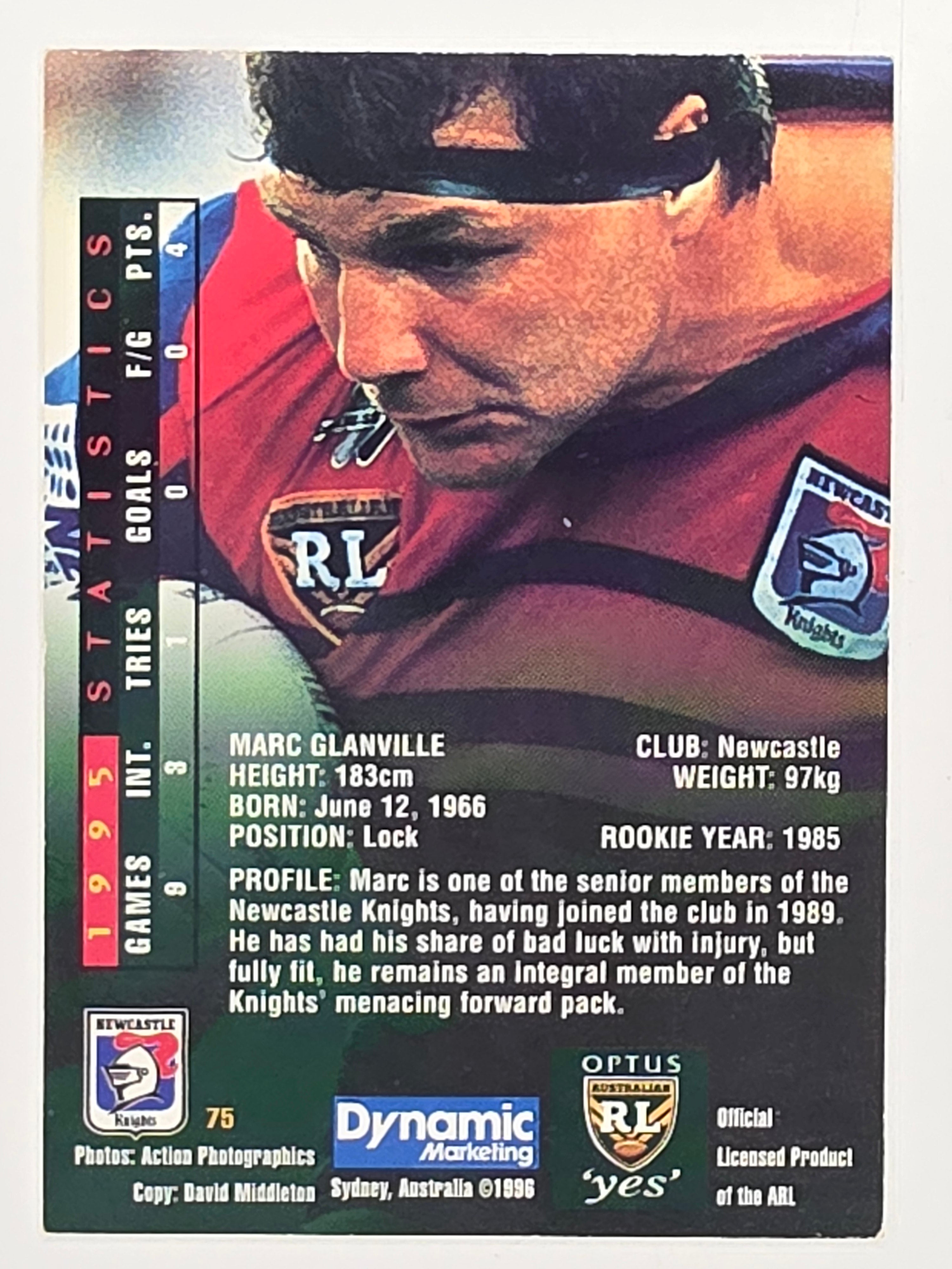 NRL 1996 Dynamic Series 2 Base Card #075 Marc Glanville Newcastle Knights