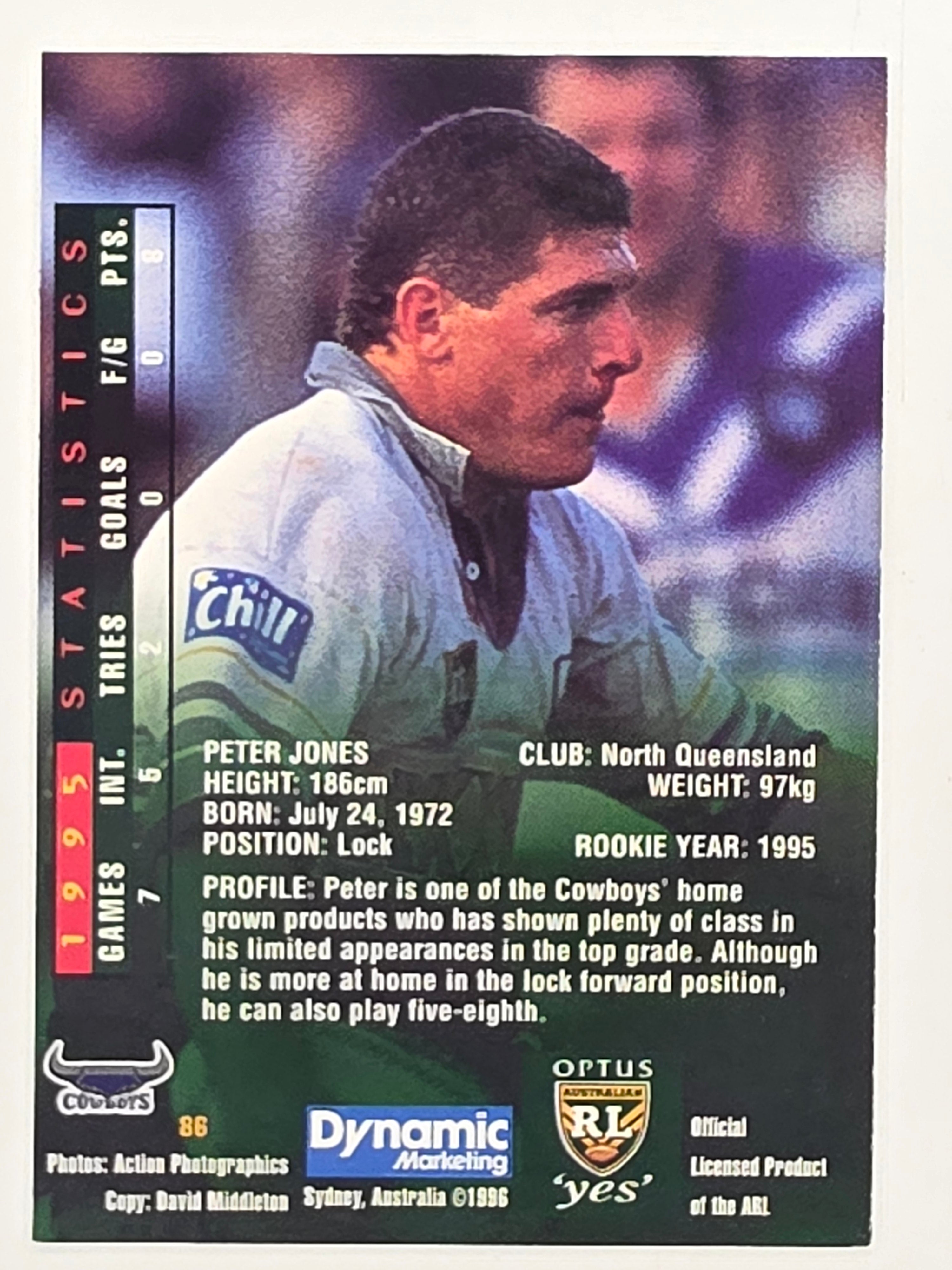 NRL 1996 Dynamic Series 2 Base Card #086 Peter Jones North Queensland Cowboys