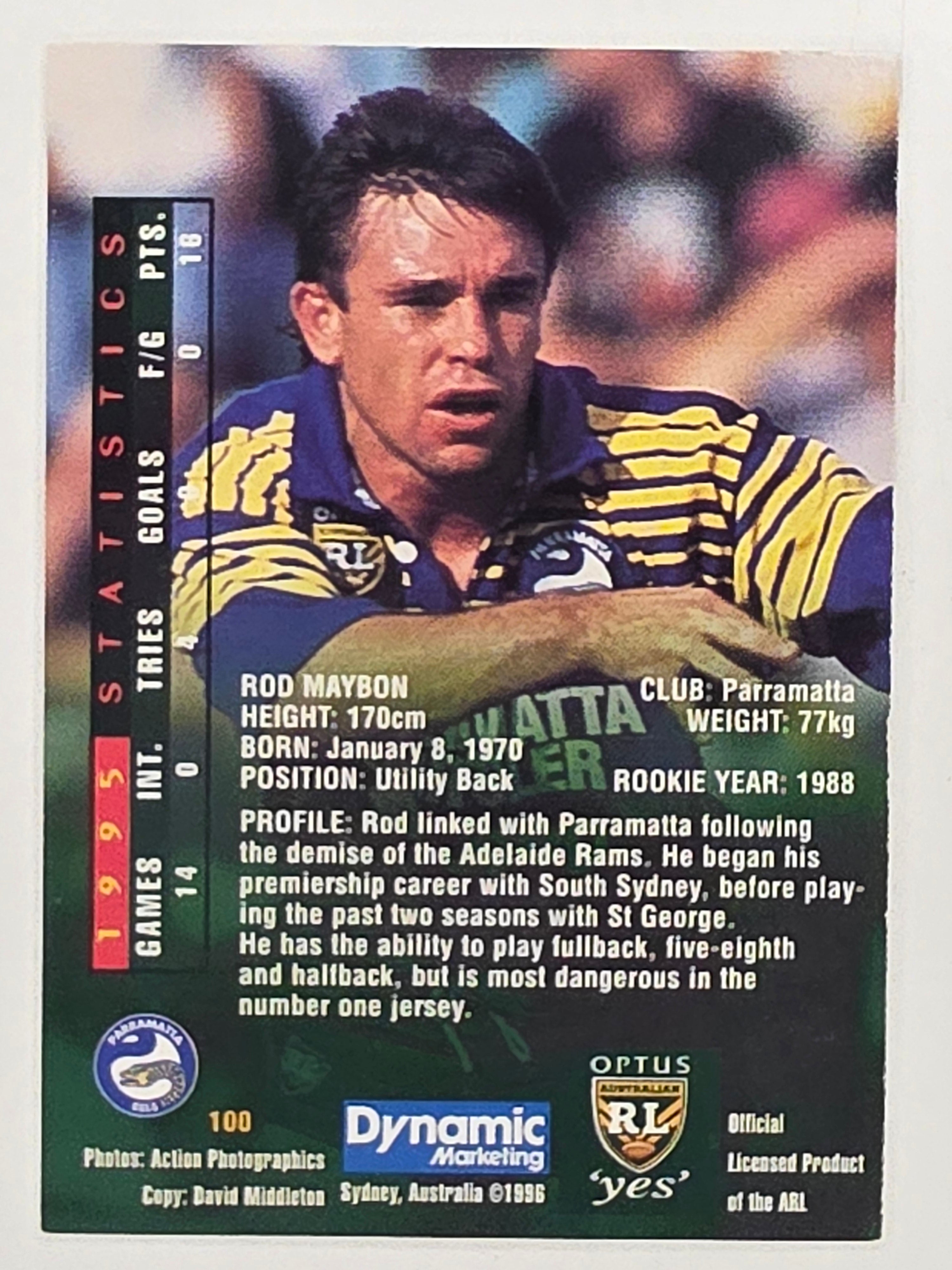 NRL 1996 Dynamic Series 2 Base Card #100 Rod Maybon Parramatta Eels