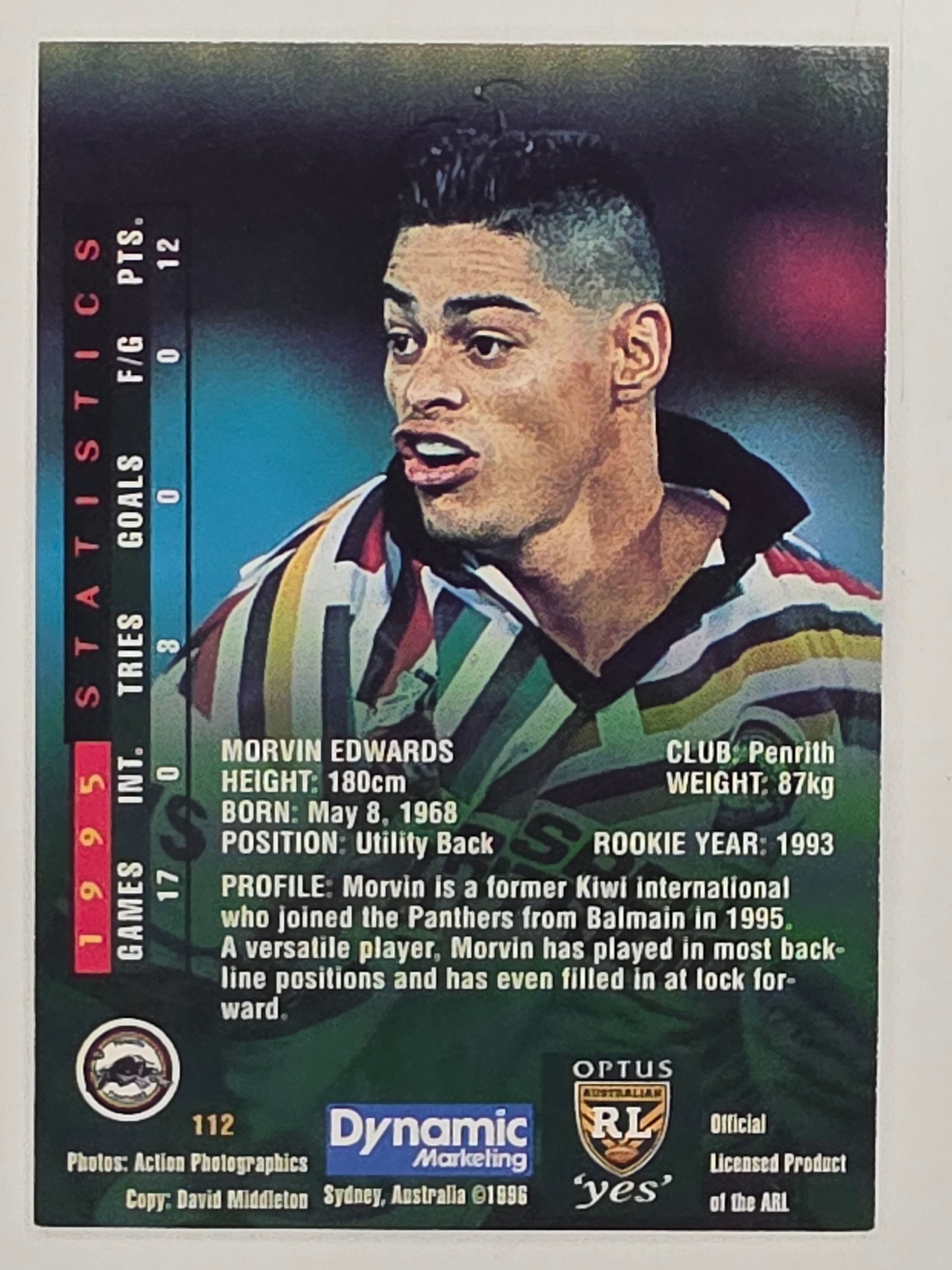 NRL 1996 Dynamic Series 2 Base Card #112 Morvin Edwards Penrith Panthers