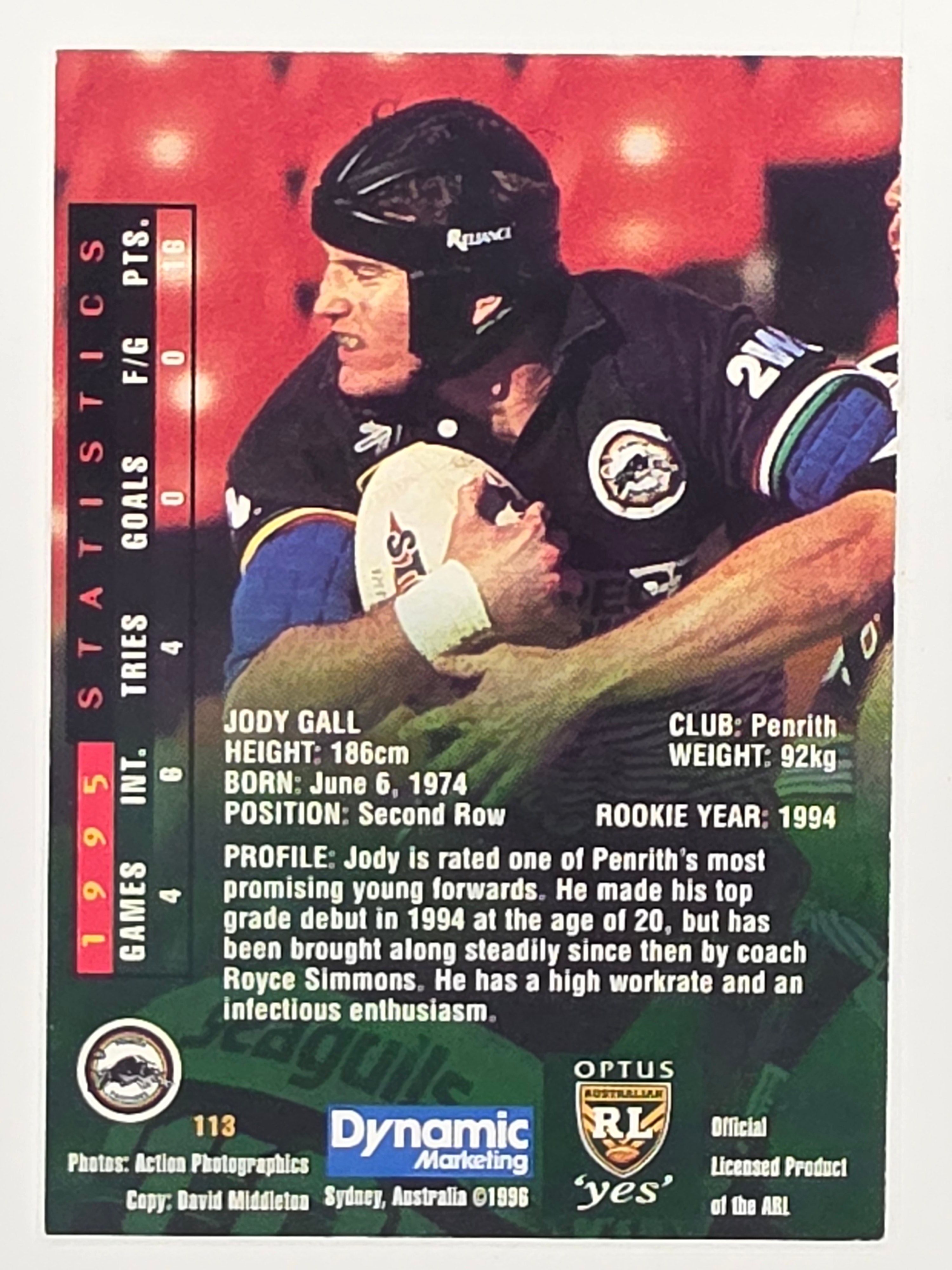 NRL 1996 Dynamic Series 2 Base Card #113 Jody Gall Penrith Panthers