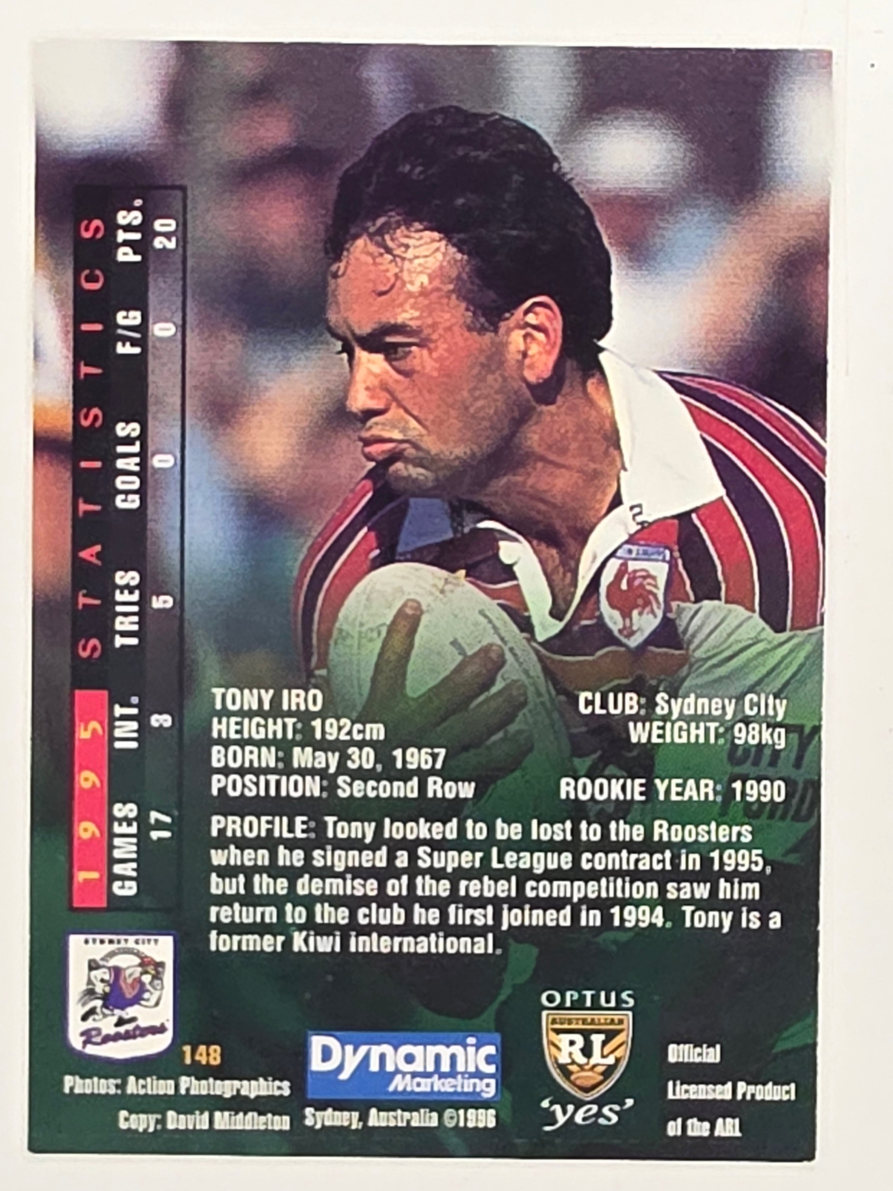 NRL 1996 Dynamic Series 2 Base Card #148 Tony Iro Sydney City Roosters