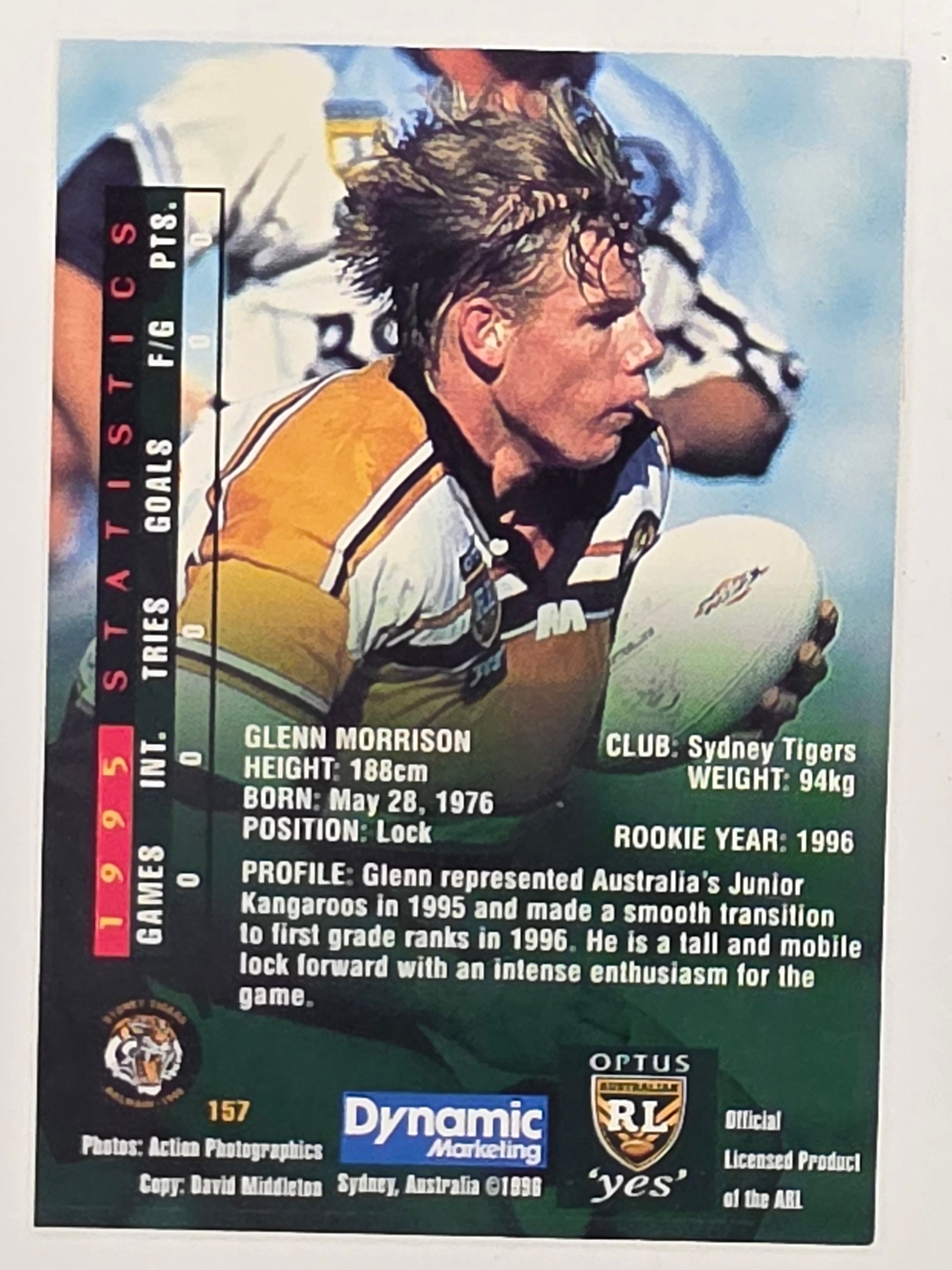 NRL 1996 Dynamic Series 2 Base Card #157 Glenn Morrison Sydney Tigers