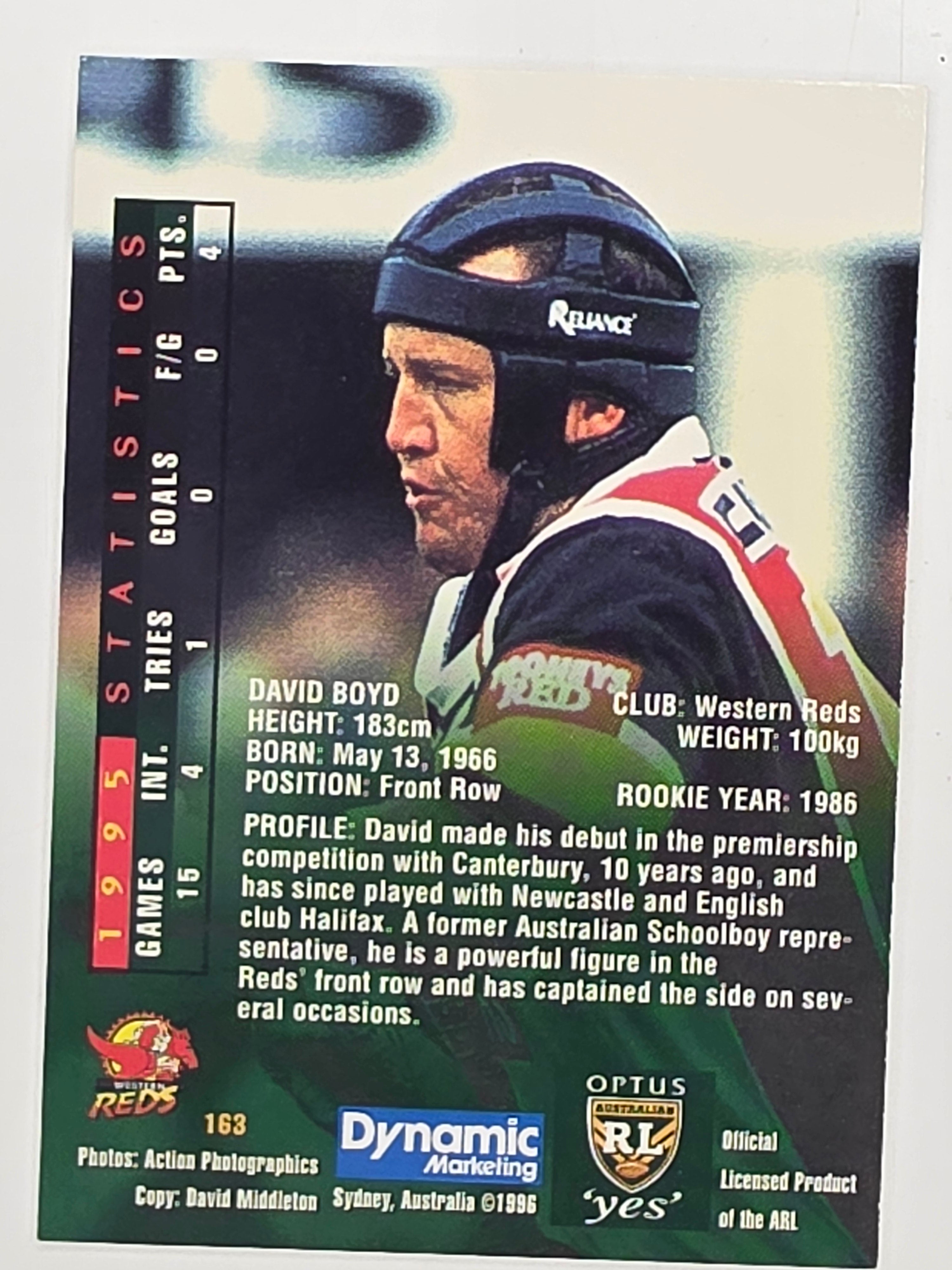 NRL 1996 Dynamic Series 2 Base Card #163 David Boyd Western Reds
